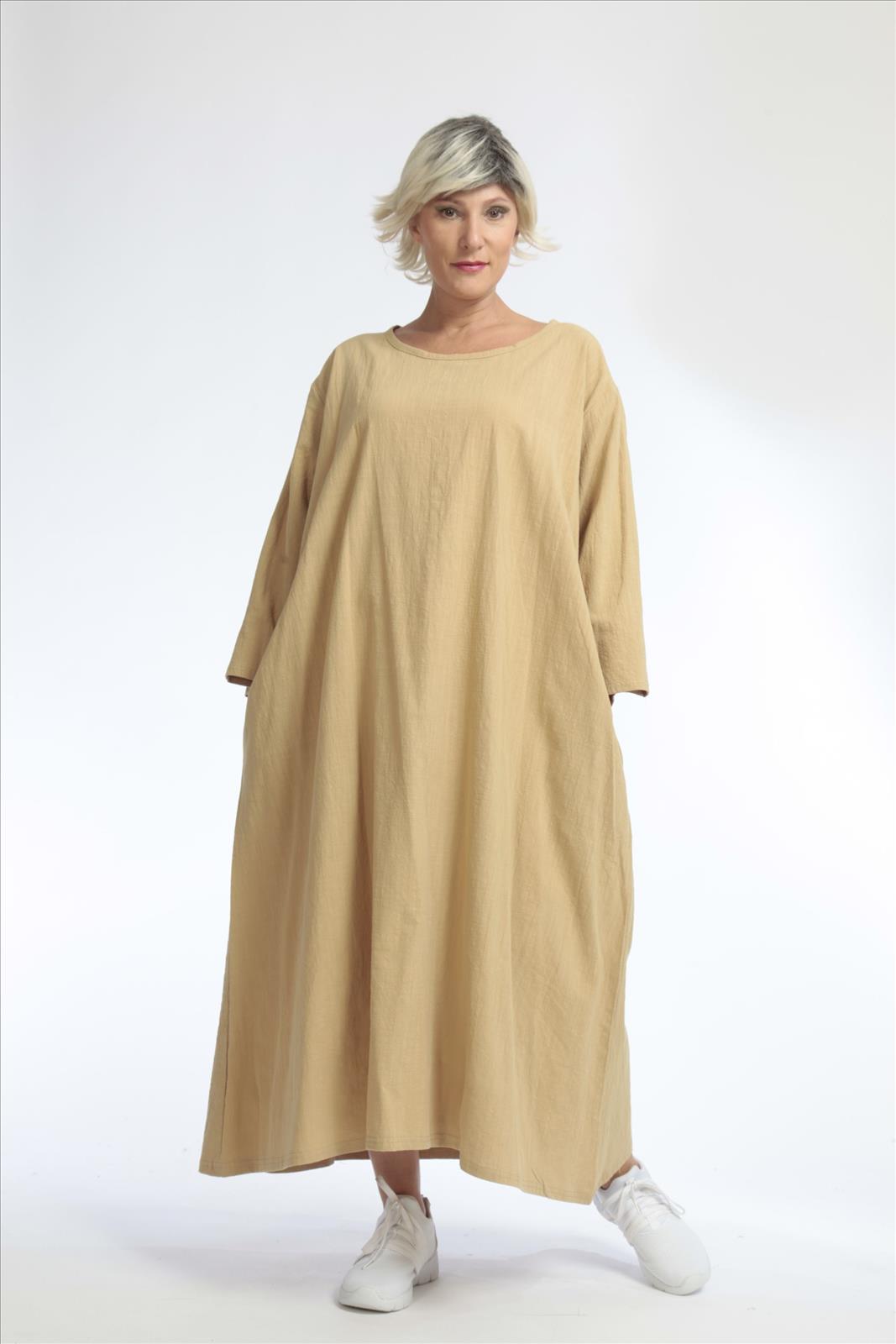  Ballonkleid von AKH Fashion aus Baumwolle, 1033.06790, Beige, Unifarben, Schick, Modern