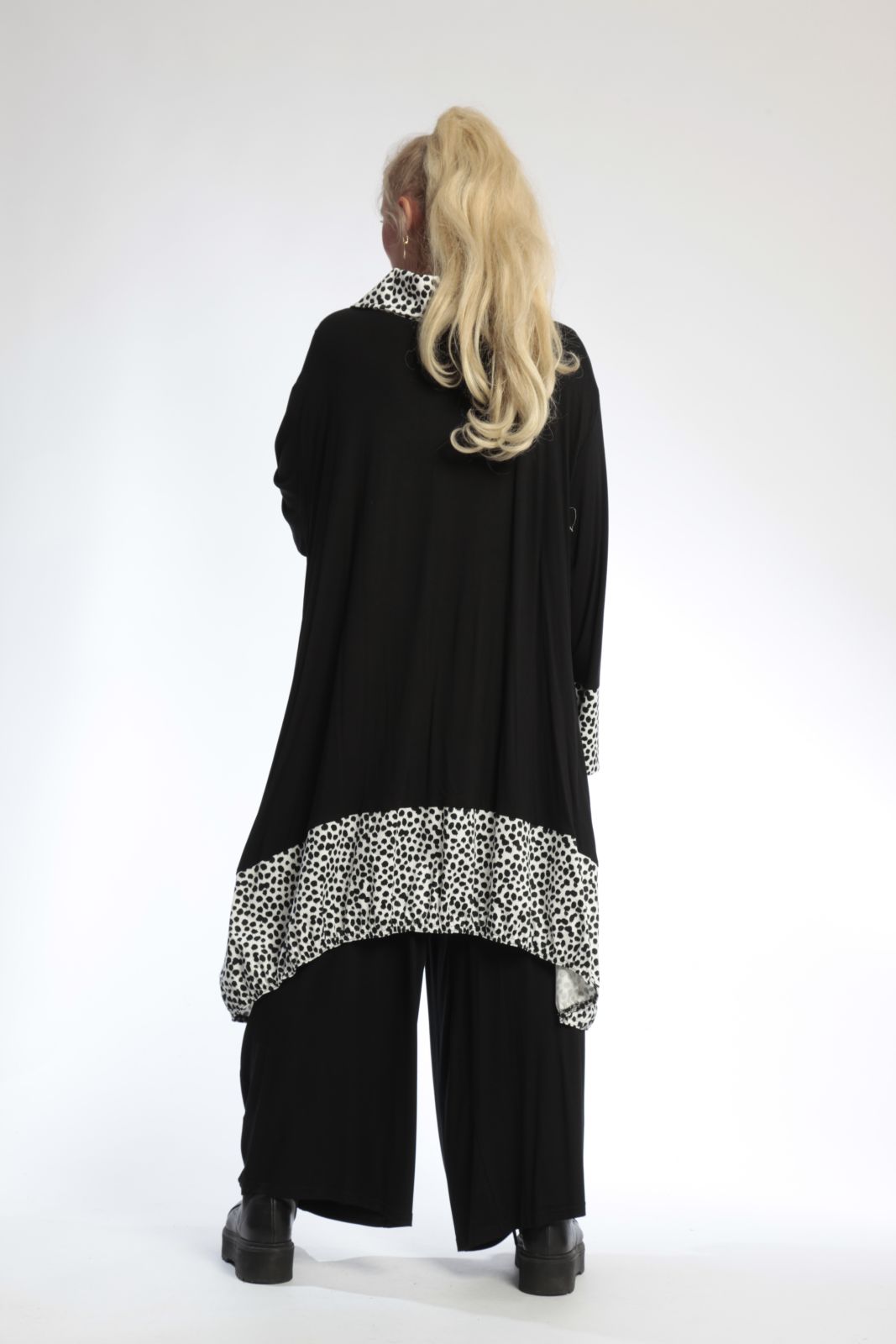  Ballonmantel von AKH Fashion aus Baumwolle, 0799.05458, Schwarz-Weiß, Punkte, Schick