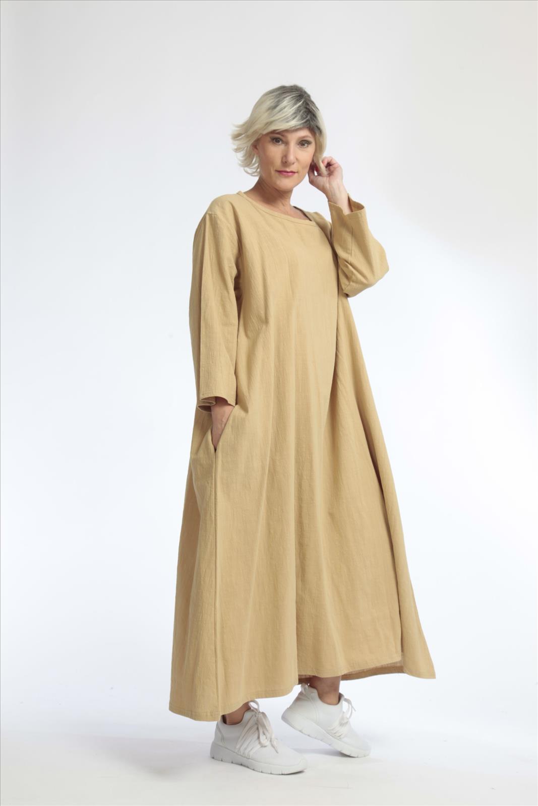  Ballonkleid von AKH Fashion aus Baumwolle, 1033.06790, Beige, Unifarben, Schick, Modern