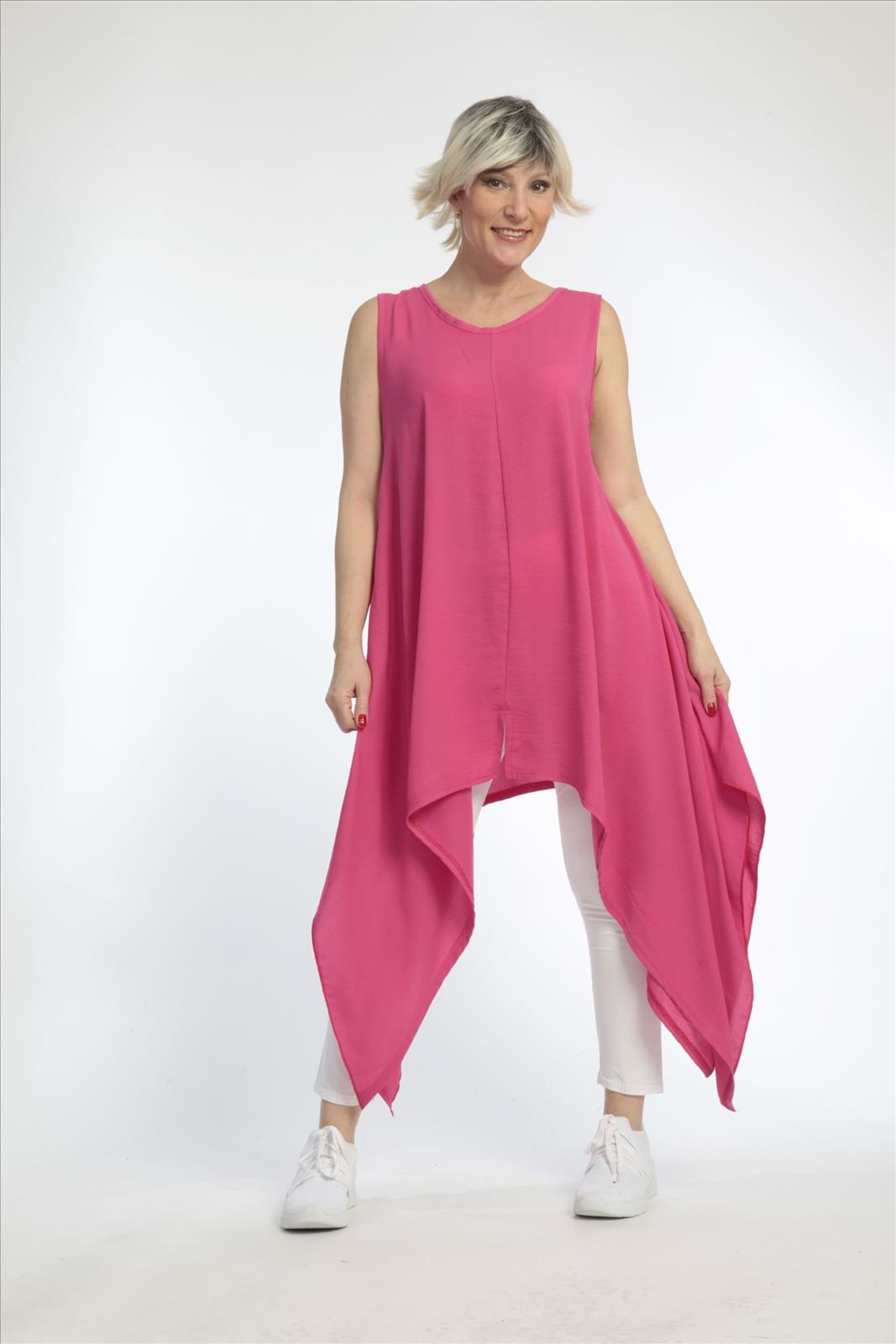  Zipfel Tunika von AKH Fashion aus Viskose, 0831.03067, Pink, Unifarben, Schick, Modern