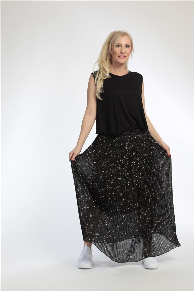  AKH Fashion Rock in gerader Form, aus Polyester, 0787.00316, Schwarz-Multi, Blumen