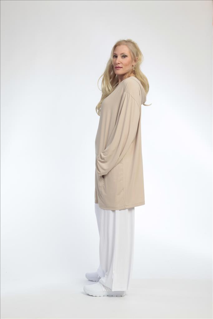  Jacke von AKH Fashion aus Materialmix in gerader Form, 0792.06707, Beige, Schick, Modern