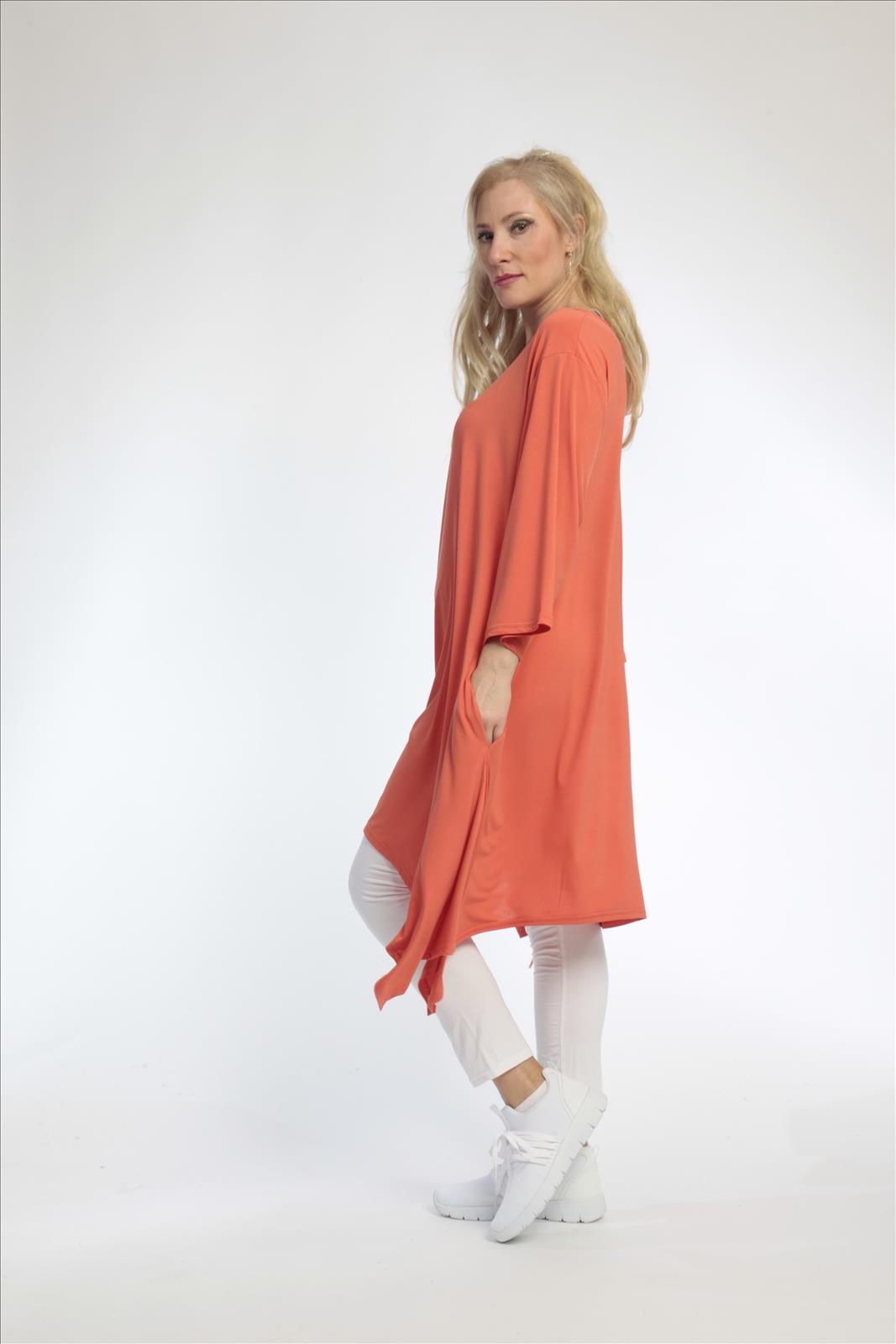  A-Form Shirt von AKH Fashion aus Materialmix, 0792.06652, Orange, Unifarben, Ausgefallen