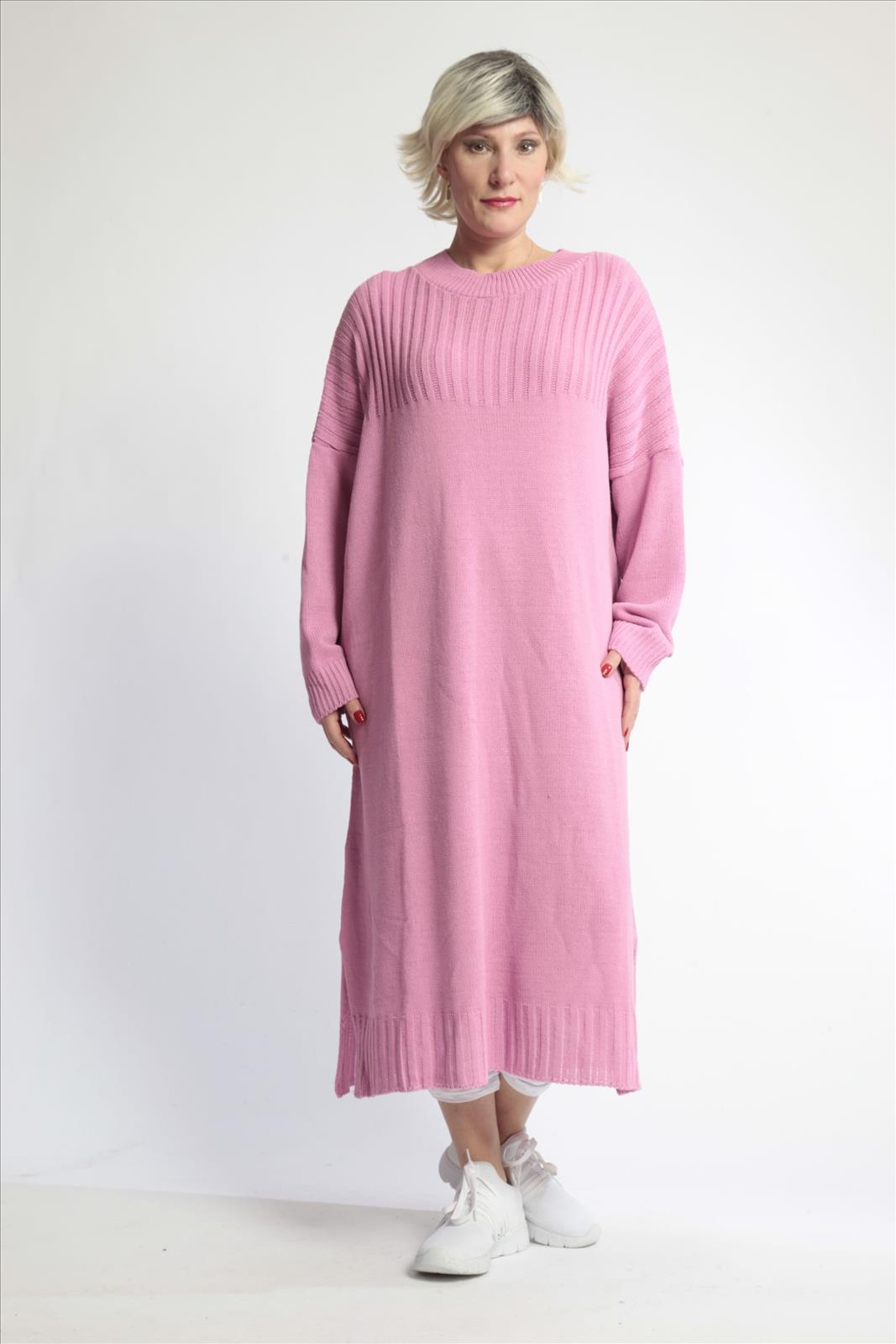  AKH Fashion Kleid in gerader Form, aus Materialmix, 1012.02219, Rosa, Schick, Modern