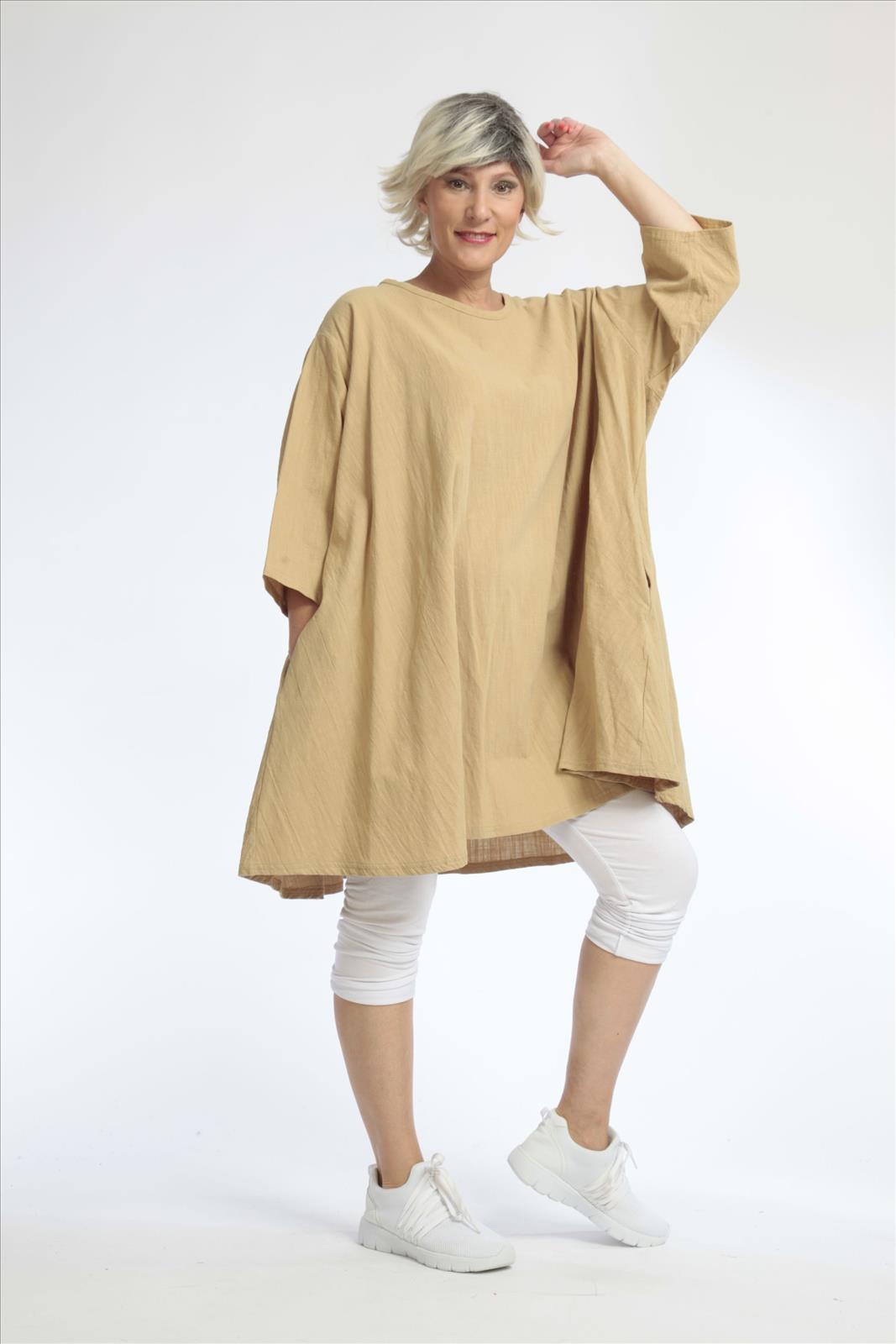  A-Form Bigshirt von AKH Fashion aus Baumwolle, 1033.06570, Beige, Unifarben, Schick, Modern