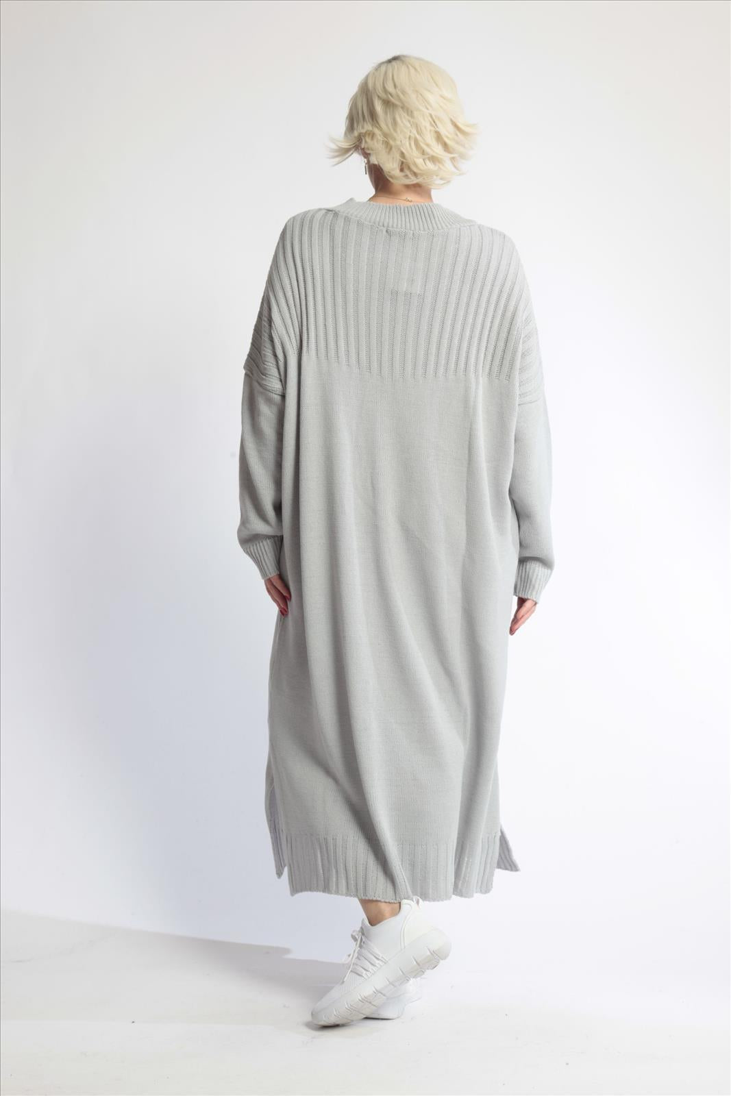  AKH Fashion Kleid in gerader Form, aus Materialmix, 1012.02219, Grau, Schick, Modern