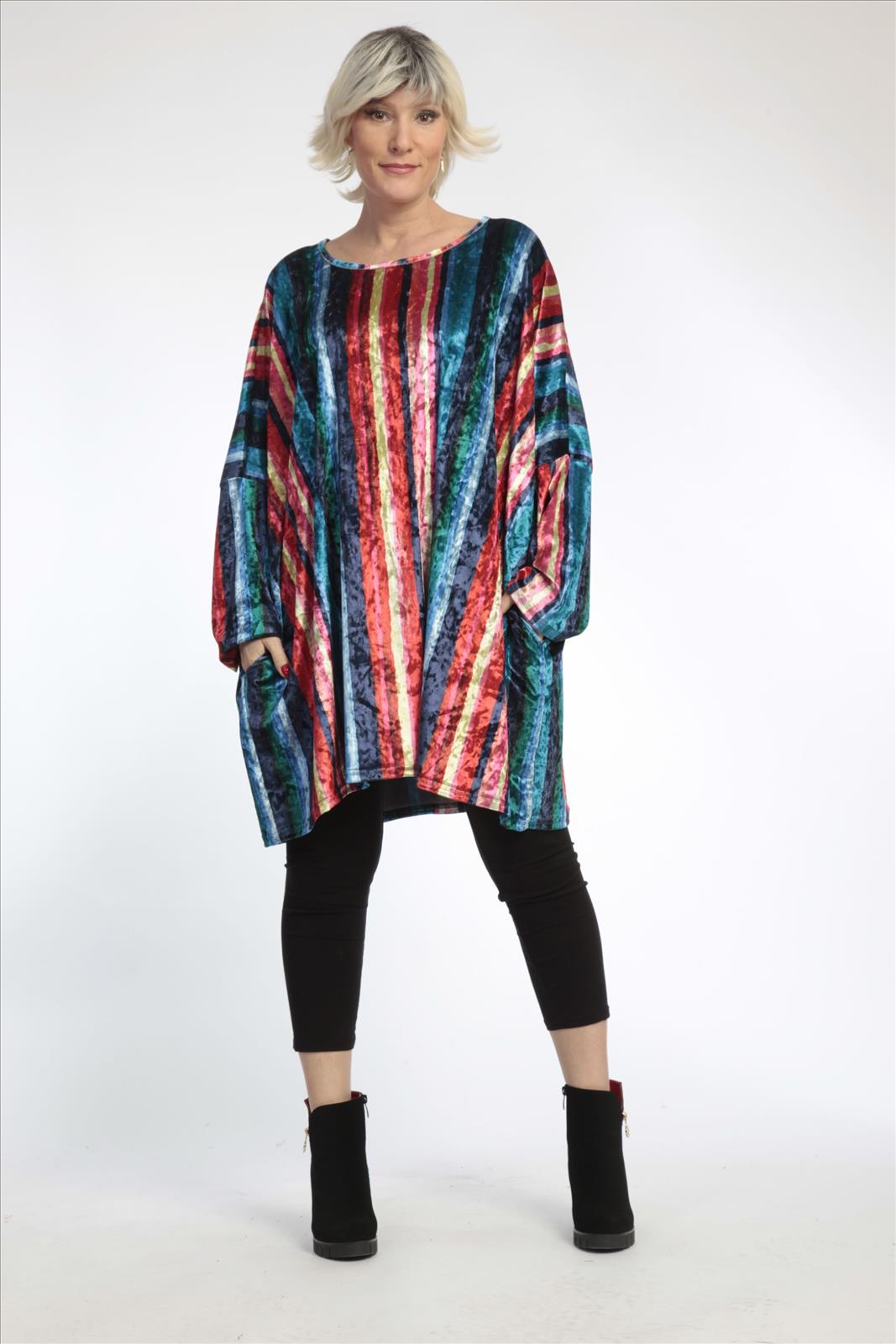  Bigshirt von AKH Fashion aus Materialmix in gerader Form, 0819.06769, Multicolor, Ausgefallen