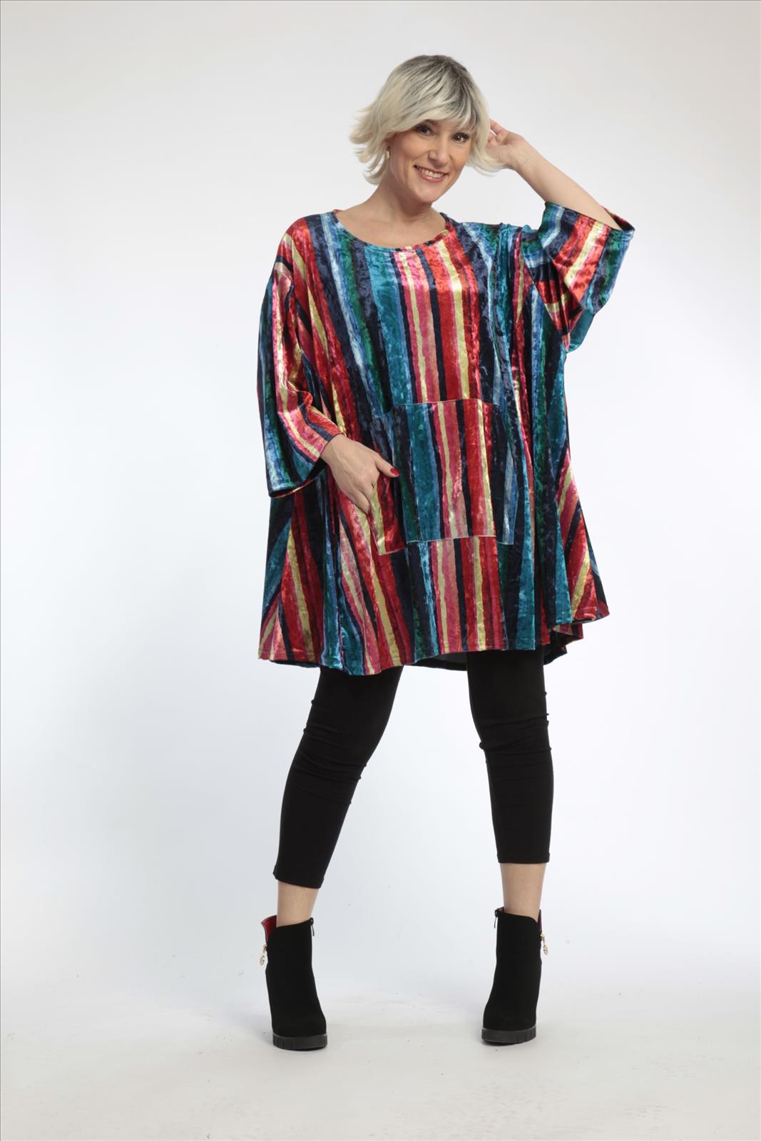  A-Form Bigshirt von AKH Fashion aus Materialmix, 0819.06708, Multicolor, Streifen, Schick