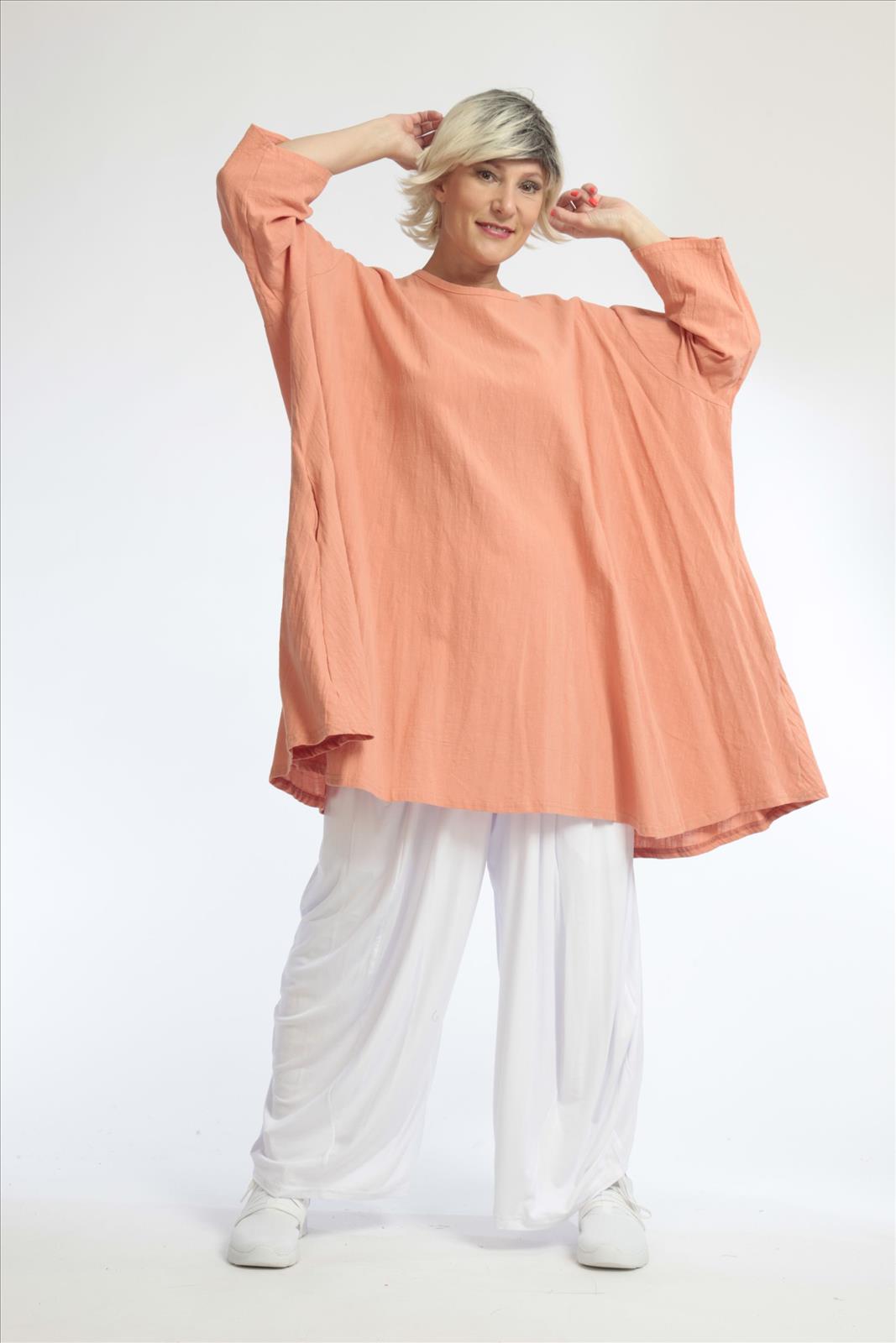  A-Form Bigshirt von AKH Fashion aus Baumwolle, 1033.06570, Apricot, Unifarben, Ausgefallen