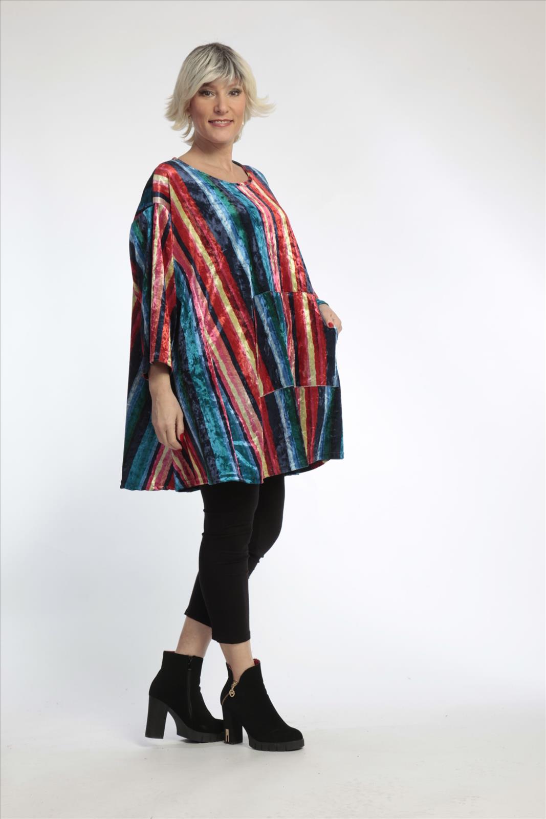  A-Form Bigshirt von AKH Fashion aus Materialmix, 0819.06708, Multicolor, Streifen, Schick