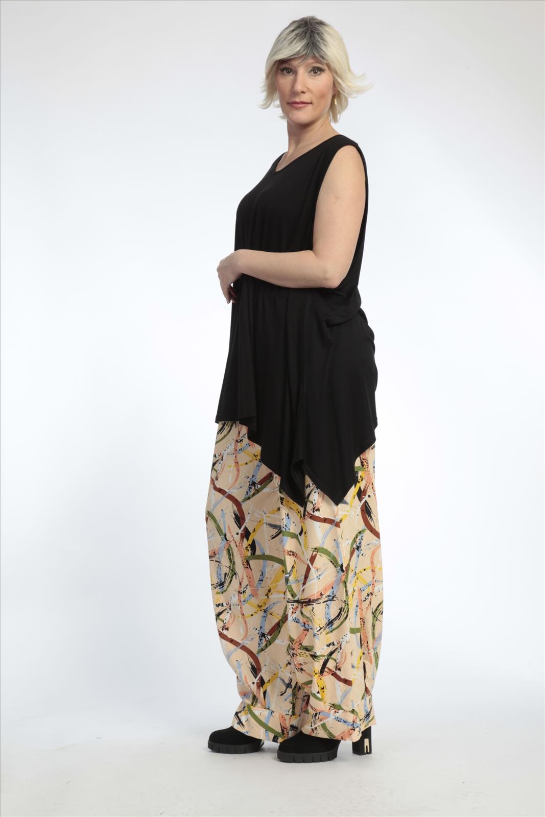  AKH Fashion Hose in gerader Form, aus Viskose, 0820.01530, Apricot-Multi, Streifen