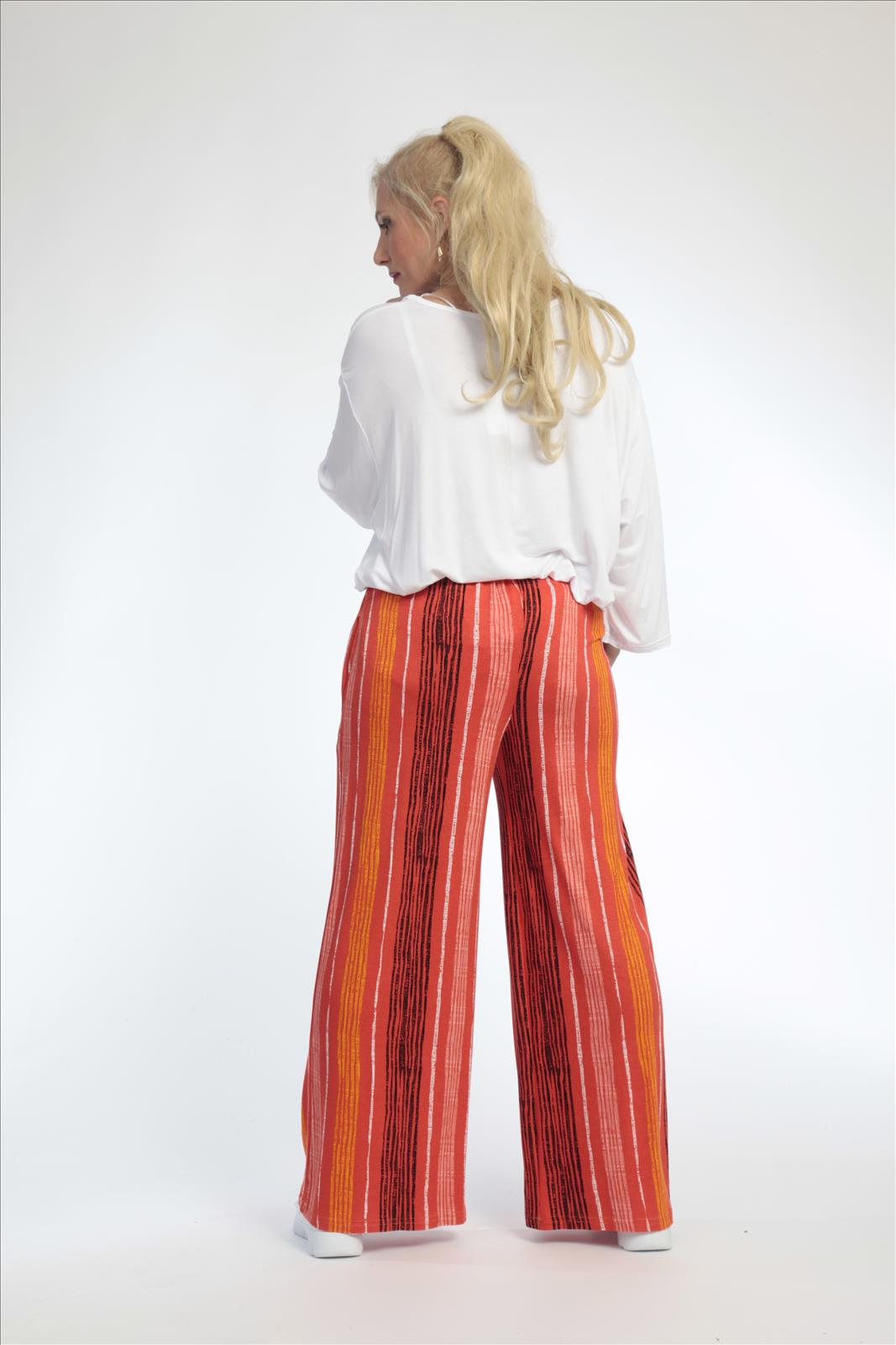  Hose von AKH Fashion aus Viskose in gerader Form, 0793.01529, Orange-Multi, Ausgefallen