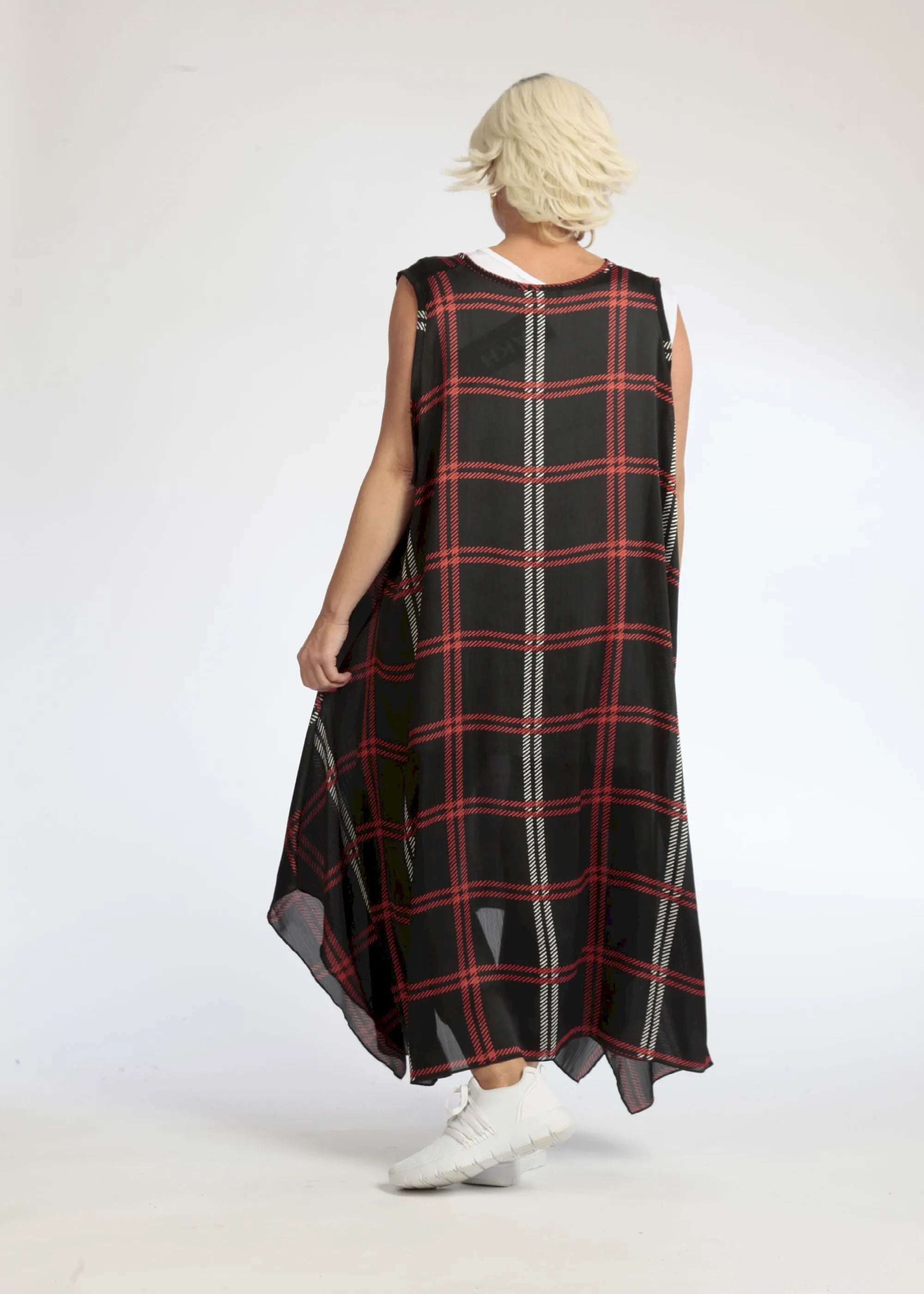  A-Form Tunika von AKH Fashion aus Polyester, 1073.05927, Schwarz-Rot, Kariert, Schick