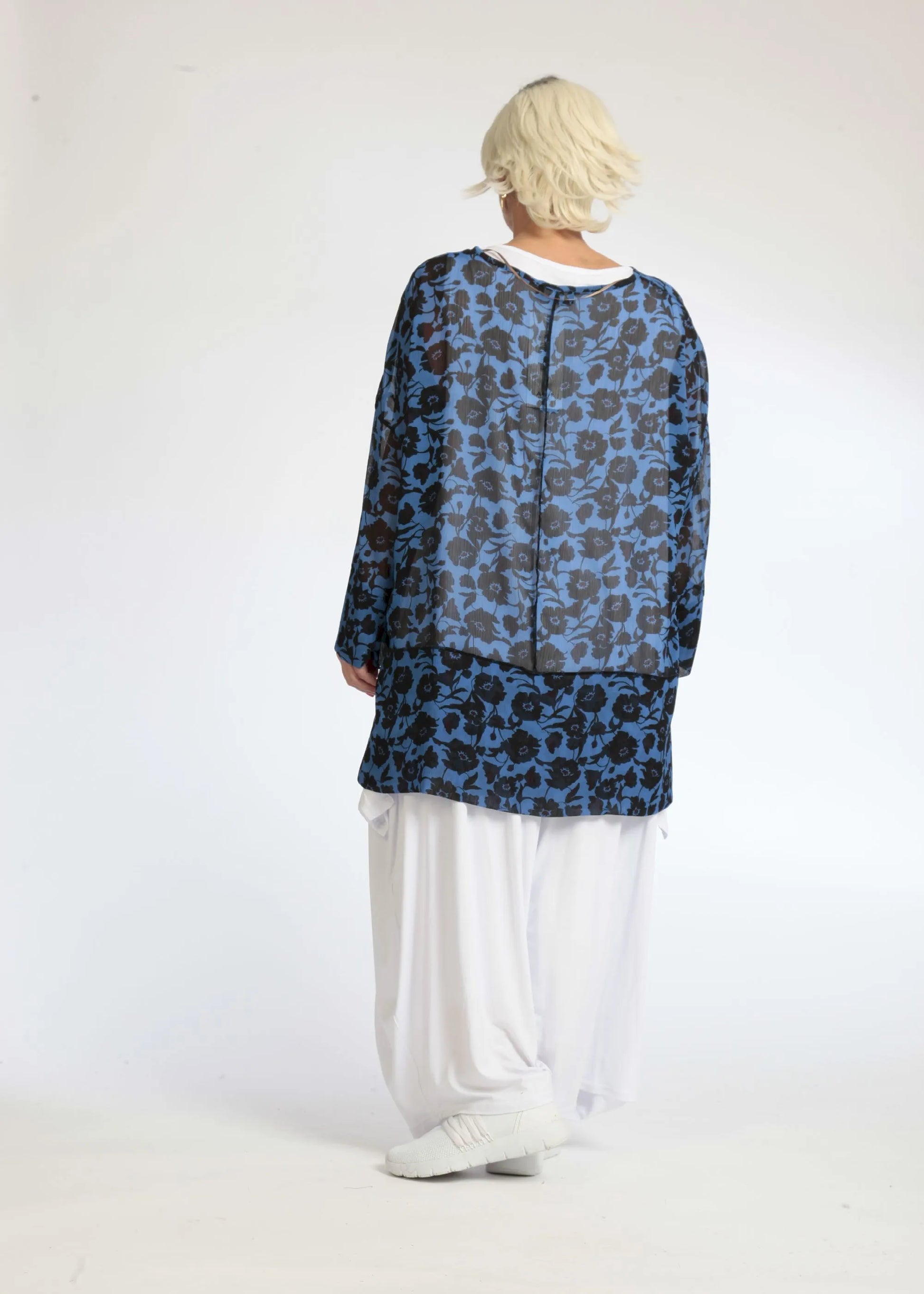  Shirt von AKH Fashion aus Polyester in gerader Form, 1074.06839, Blau-Schwarz, Ausgefallen