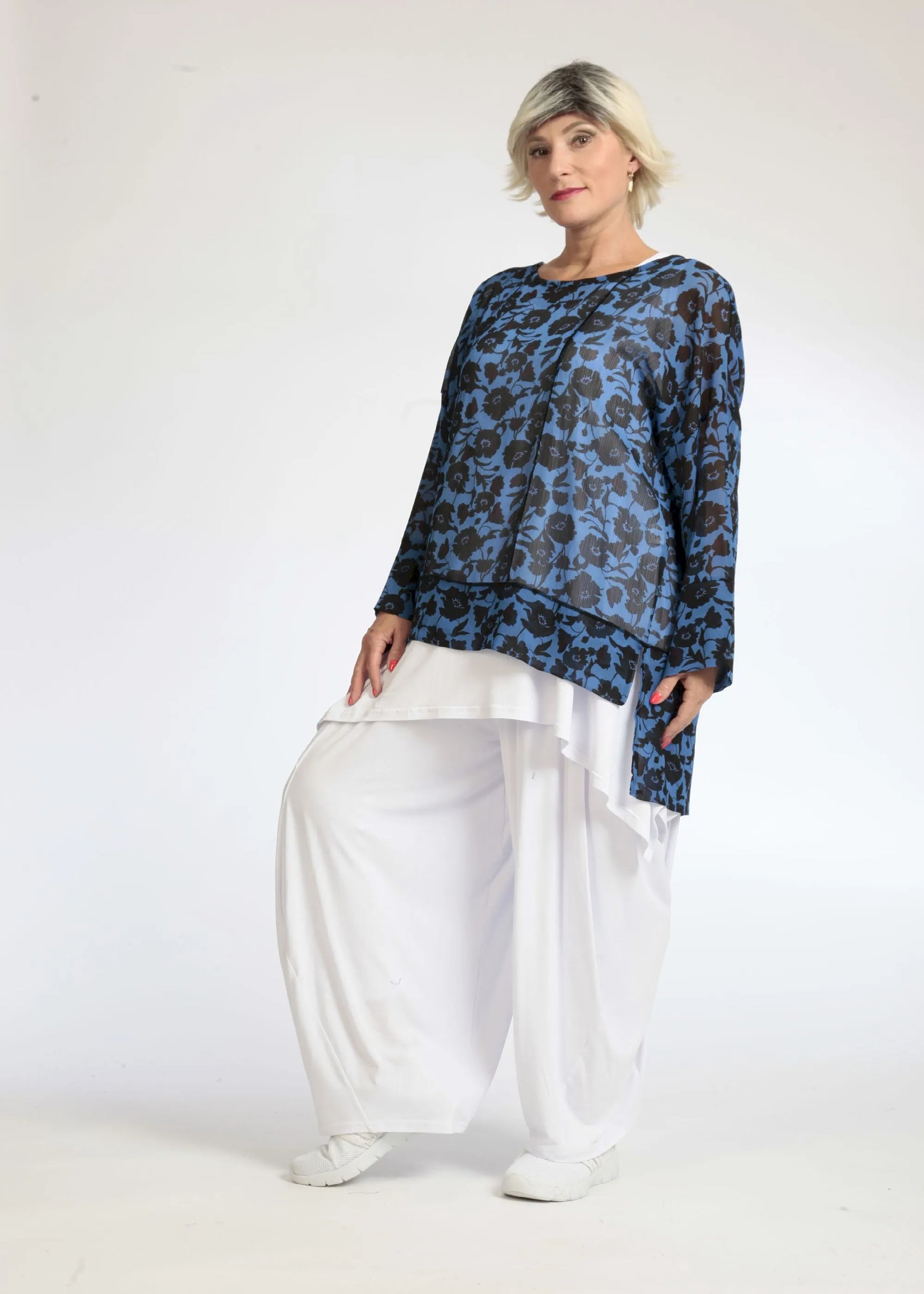  Shirt von AKH Fashion aus Polyester in gerader Form, 1074.06839, Blau-Schwarz, Ausgefallen