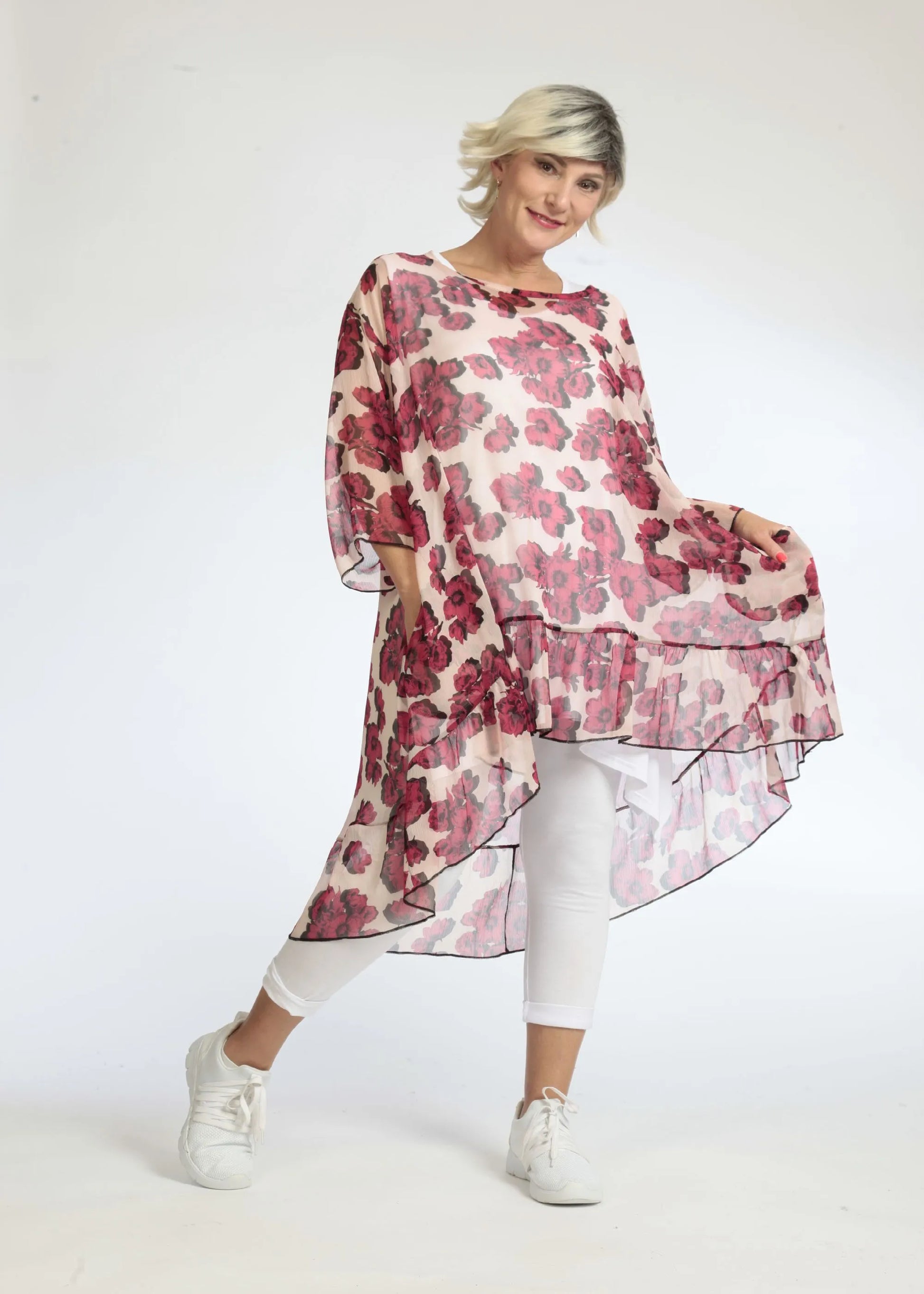  Bigshirt von AKH Fashion aus Polyester in Vokuhila-Form, 1077.06837, Rose-Pink, Ausgefallen