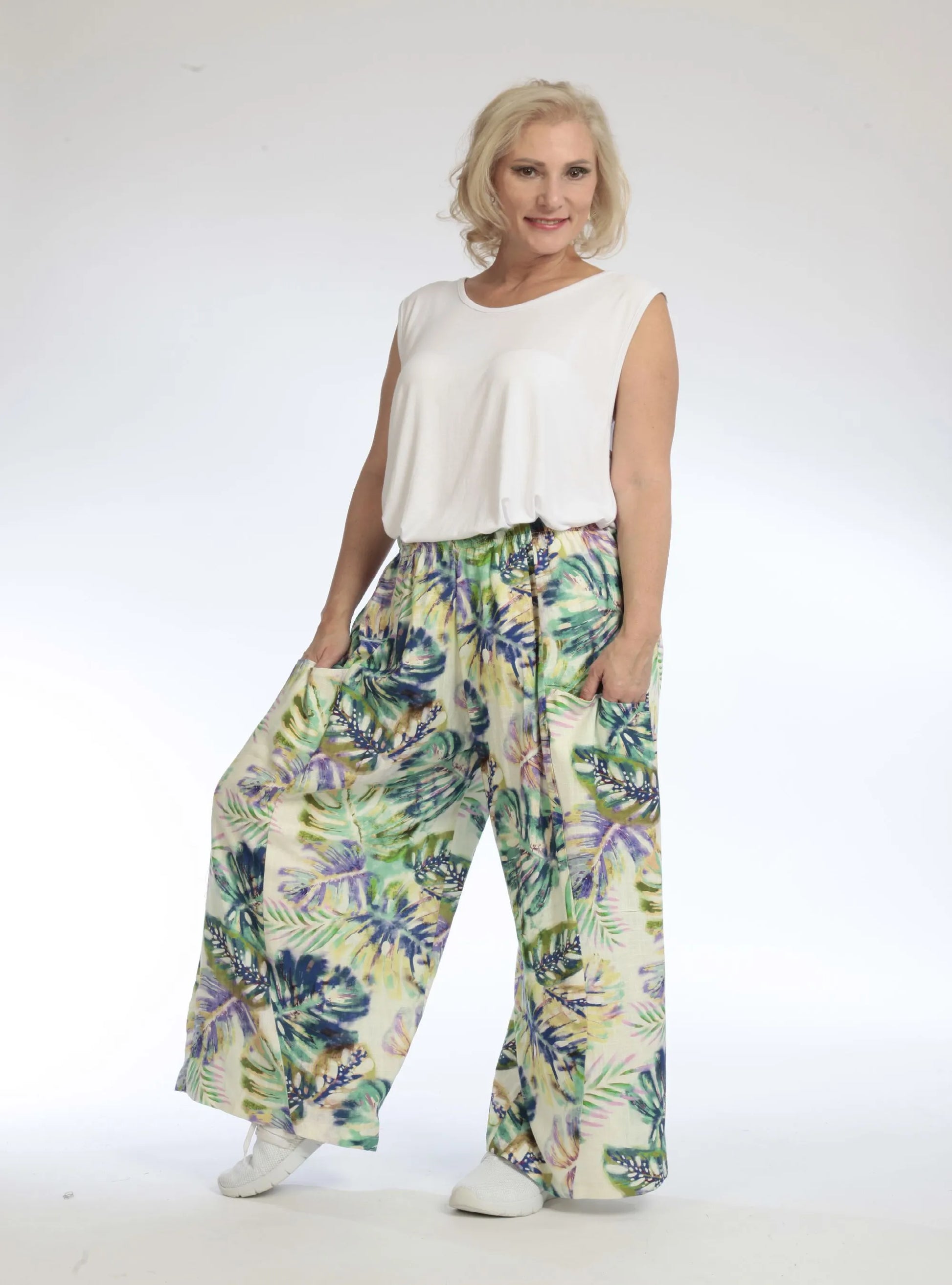  Ballonhose von AKH Fashion aus Viskose, 1102.08069, Grün, Blumen, Schick, Modern, Bequem