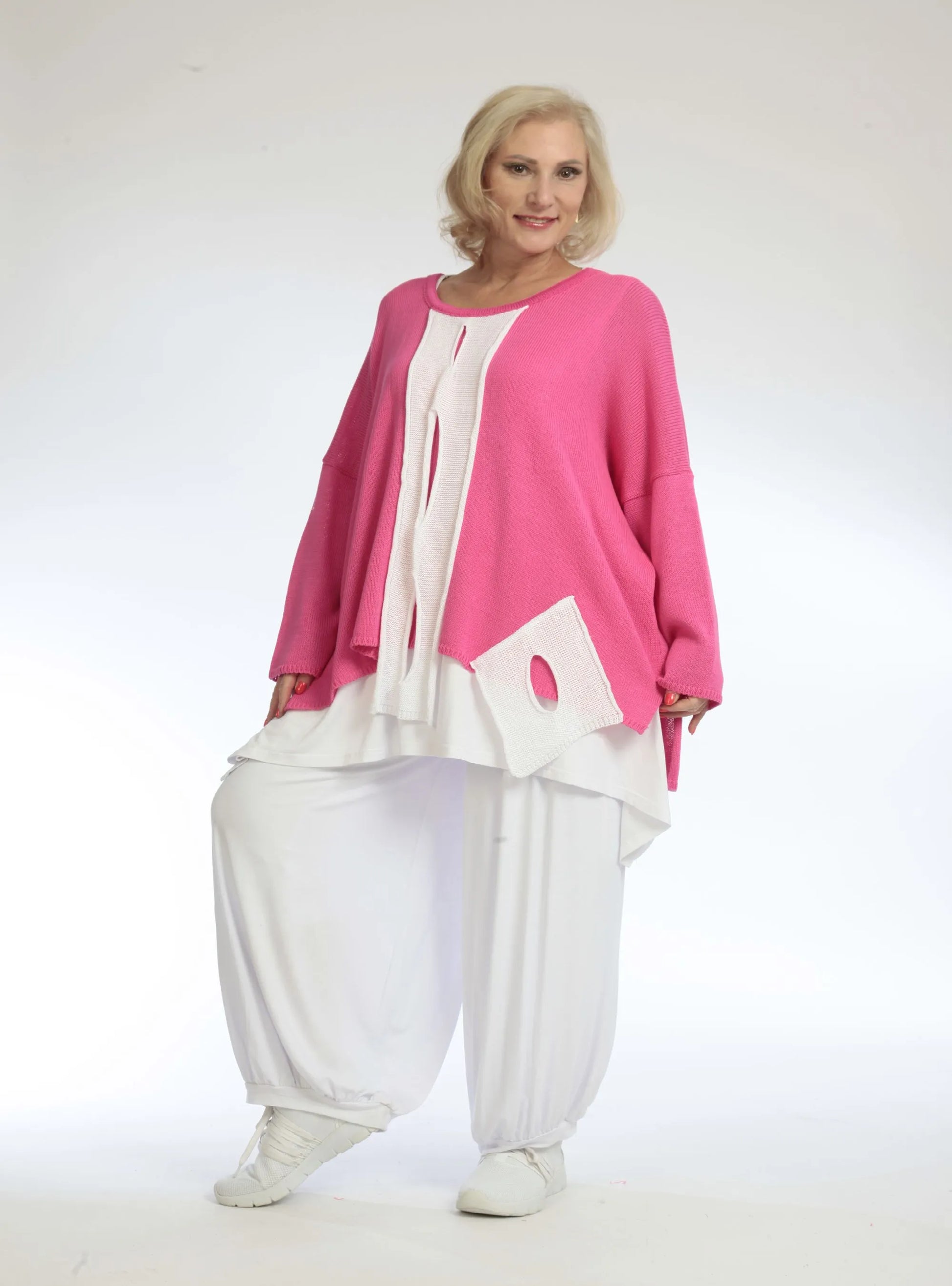  Bigshirt von AKH Fashion aus Baumwolle in gerader Form, 1107.02306, Pink, Farbmix, Schick