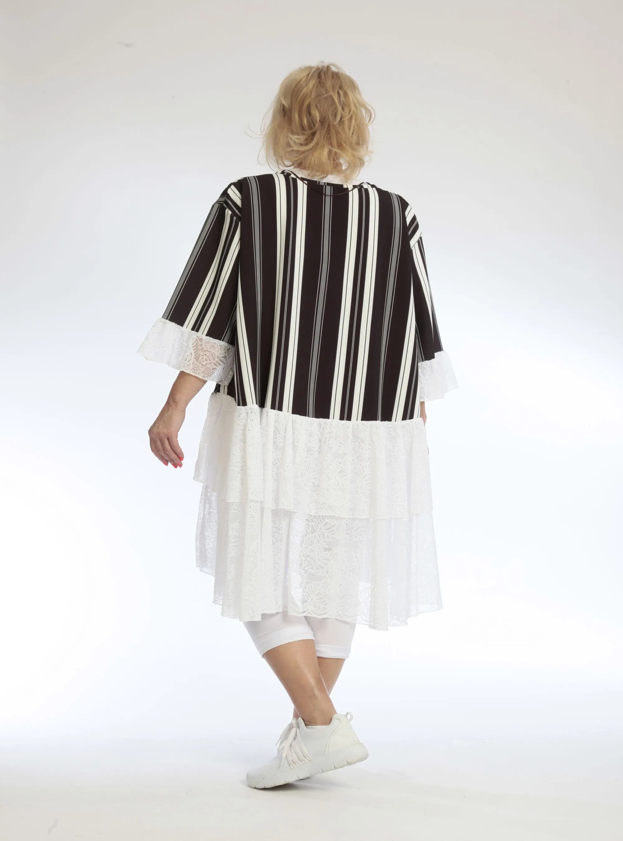  A-Form Shirt von AKH Fashion aus Viskose, 1108.06562, Streifen-Weiß, Streifen, Schick