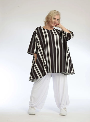  A-Form Bigshirt von AKH Fashion aus Viskose, 1108.06622, Streifen-Schwarz, Streifen, Schick