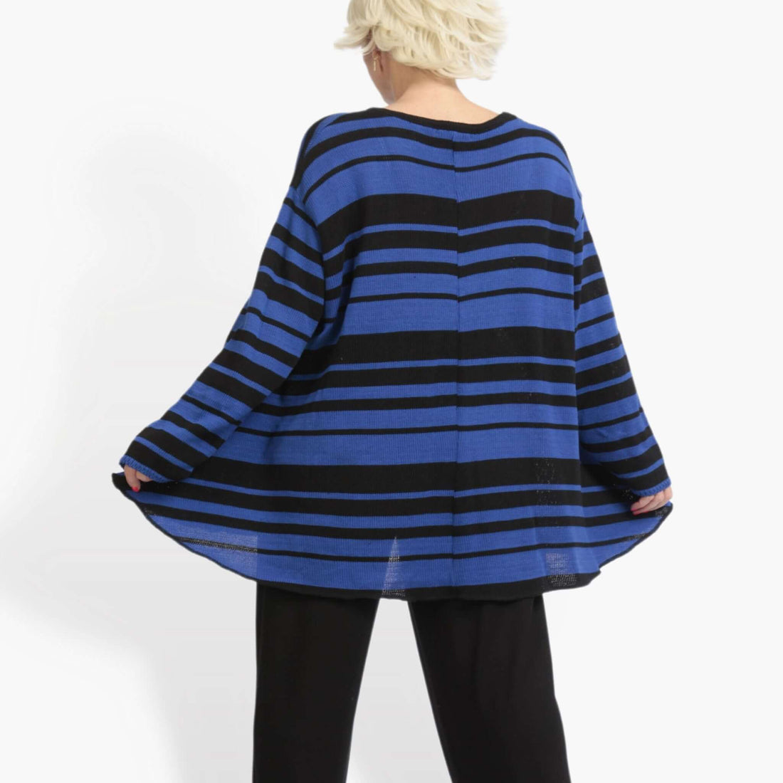  Pullover von AKH Fashion aus Baumwolle in Glocken-Form, 0878.01892, Schwarz-Royalblau