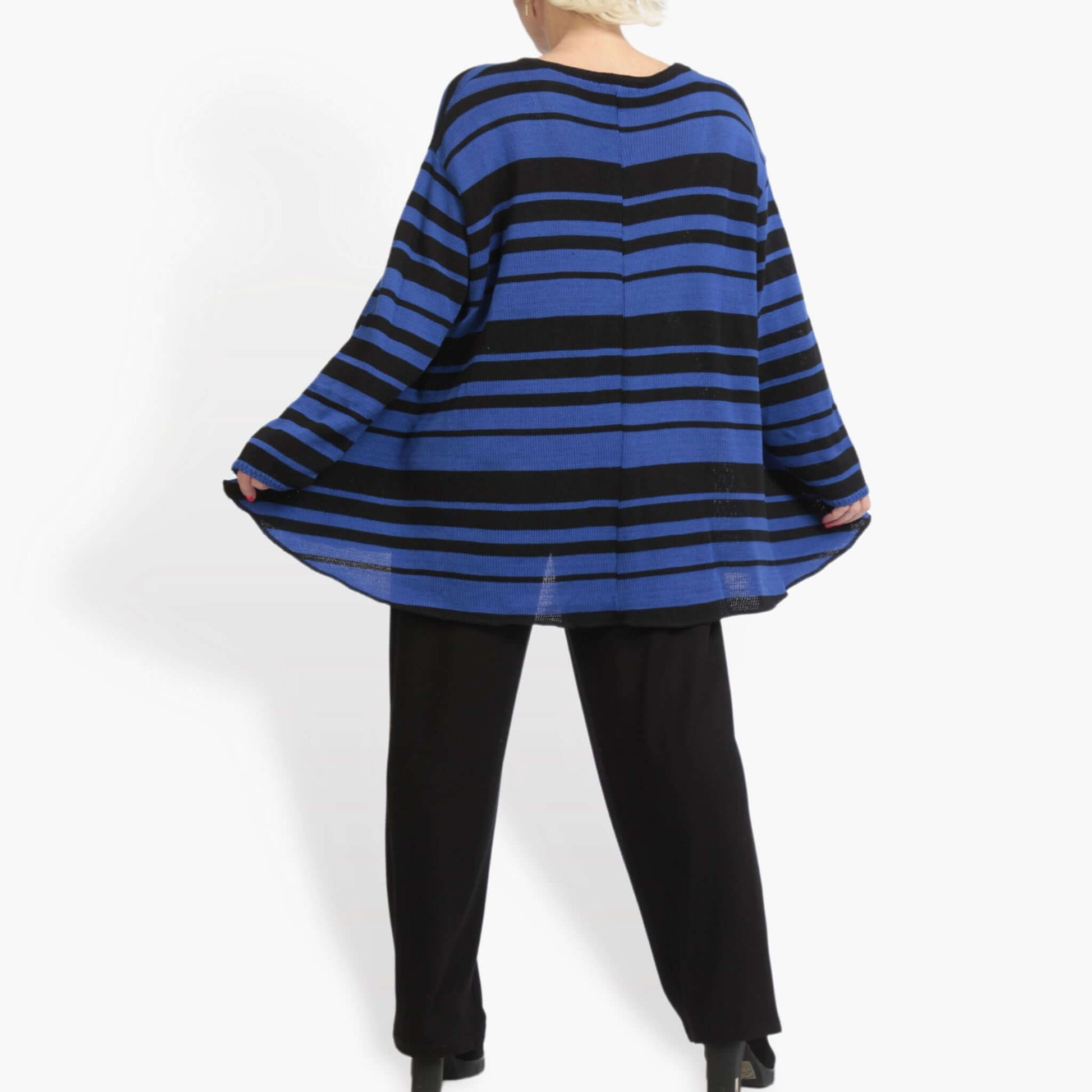  Pullover von AKH Fashion aus Baumwolle in Glocken-Form, 0878.01892, Schwarz-Royalblau