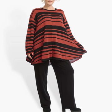  Pullover von AKH Fashion aus Baumwolle in Glocken-Form, 0878.01892, Schwarz-Rot, Schick