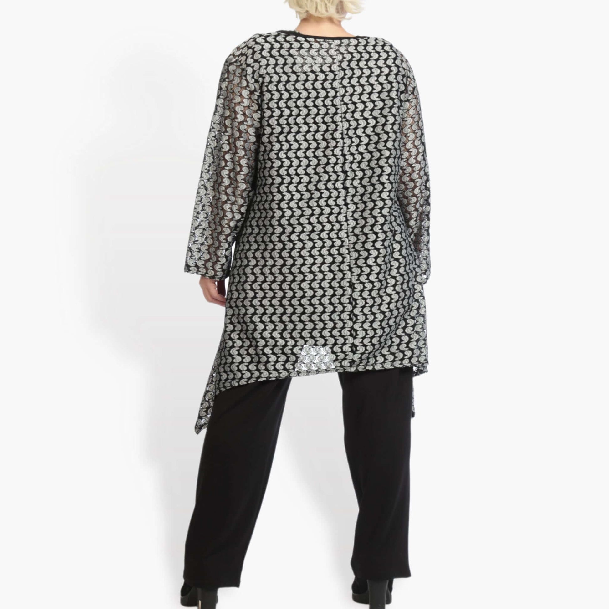  A-Form Shirt von AKH Fashion aus Viskose, 0879.06652, Schwarz-Silber, Schick, Modern