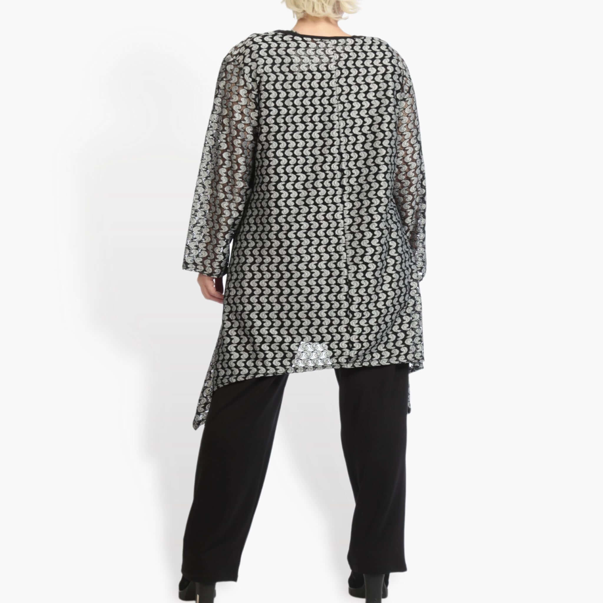  A-Form Shirt von AKH Fashion aus Viskose, 0879.06652, Schwarz-Silber, Schick, Modern