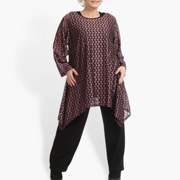  A-Form Shirt von AKH Fashion aus Viskose, 0879.06652, Schwarz-Aubergine, Schick, Modern