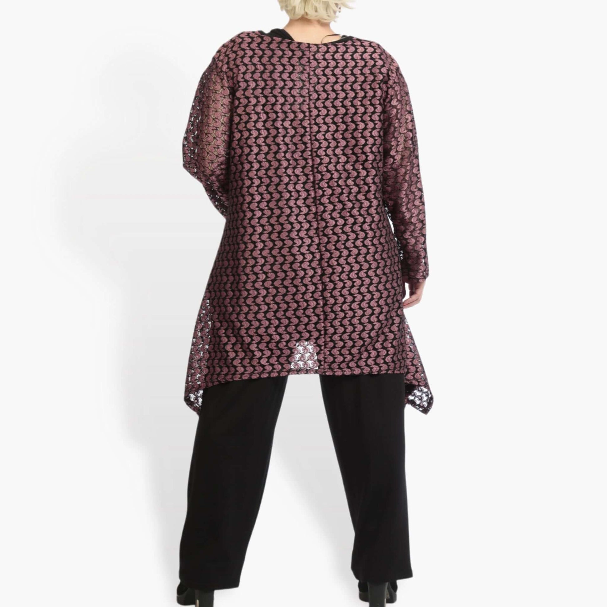 A-Form Shirt von AKH Fashion aus Viskose, 0879.06652, Schwarz-Aubergine, Schick, Modern