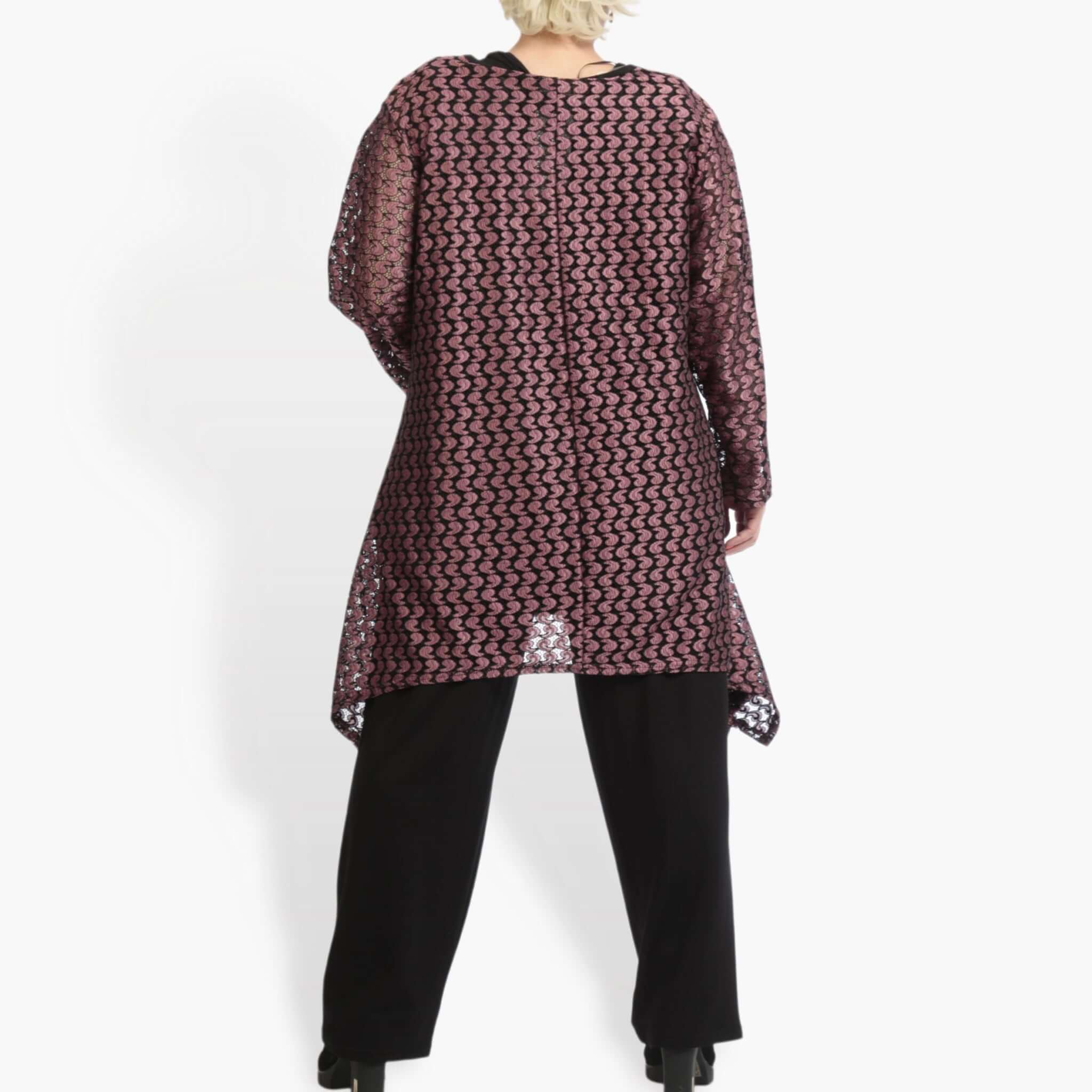  A-Form Shirt von AKH Fashion aus Viskose, 0879.06652, Schwarz-Aubergine, Schick, Modern