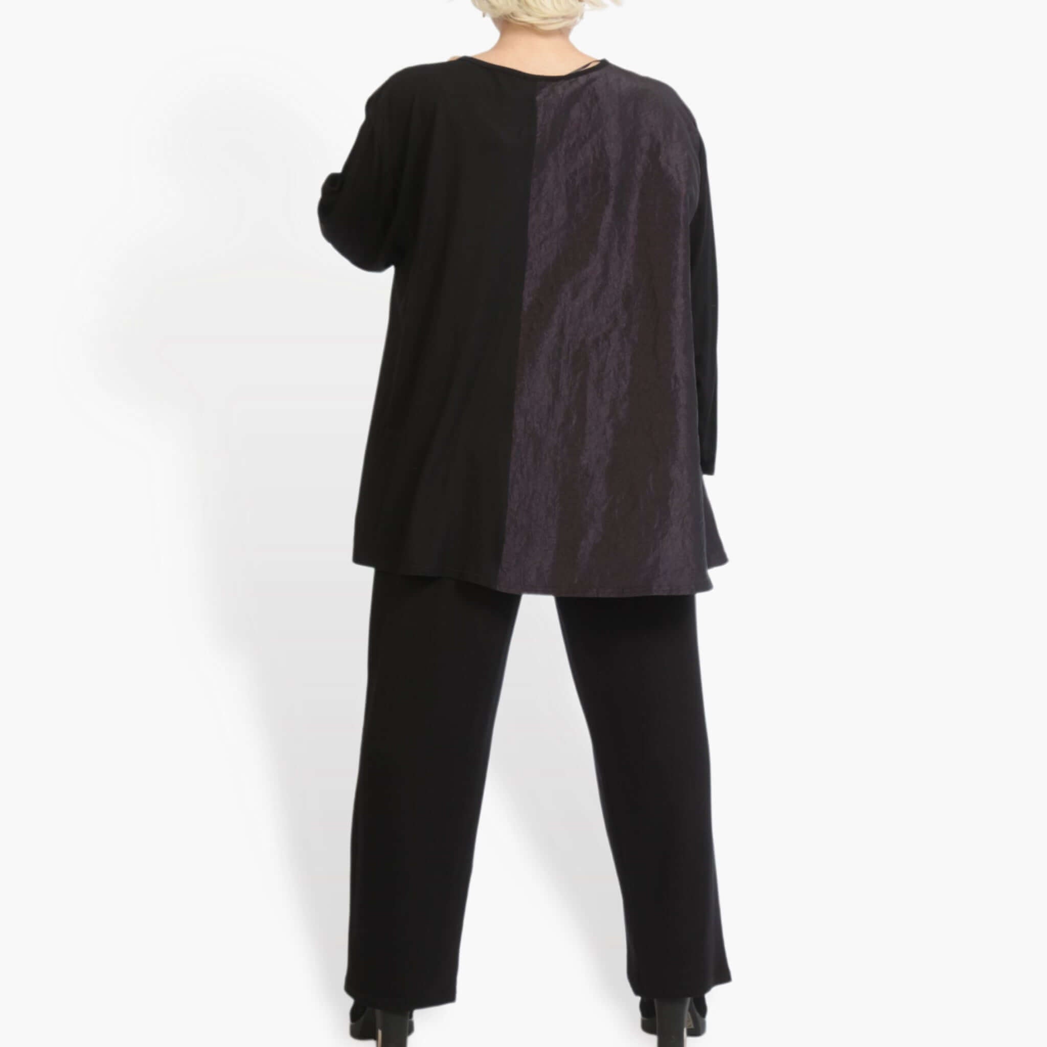  AKH Fashion Shirt in Glocken-Form, aus Viskose, 0883.06586, Schwarz-Violett, Schick
