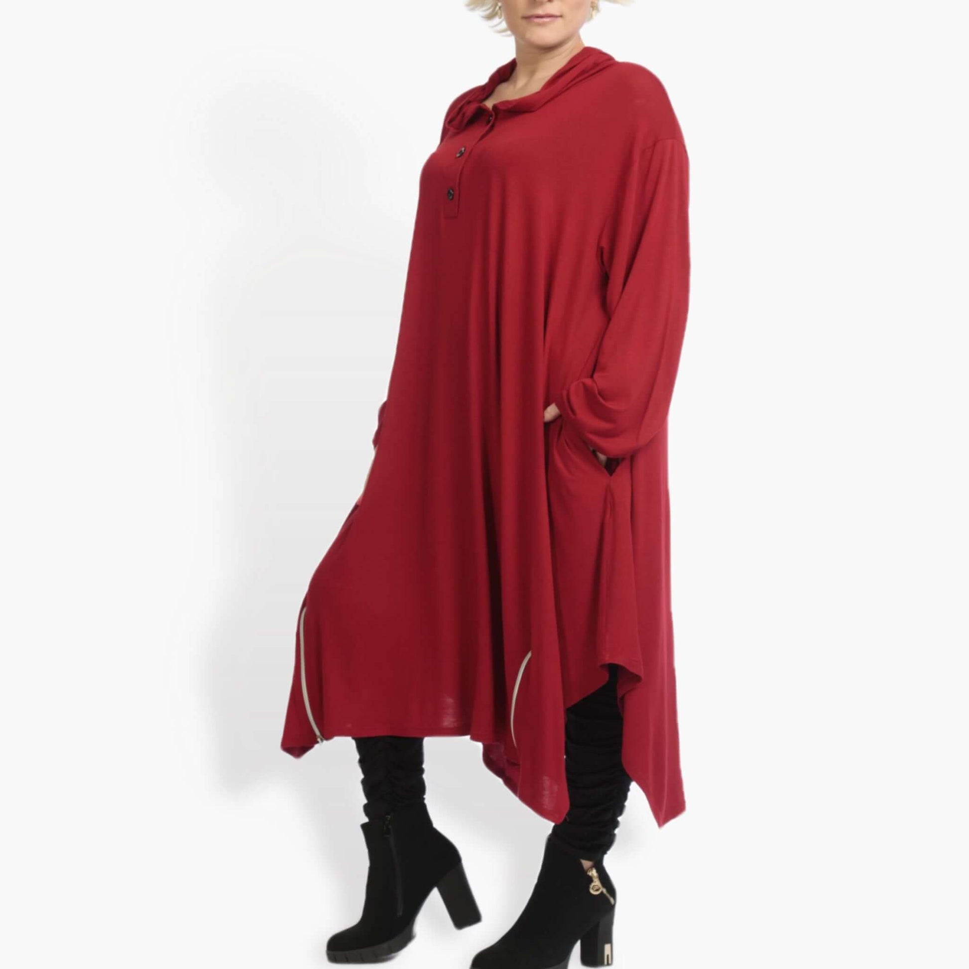  A-Form Kleid von AKH Fashion aus Viskose, 0886.06803, Rot, Unifarben, Ausgefallen, Modern