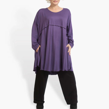  A-Form Shirt von AKH Fashion aus Viskose, 0886.06801, Lila, Unifarben, Ausgefallen, Modern