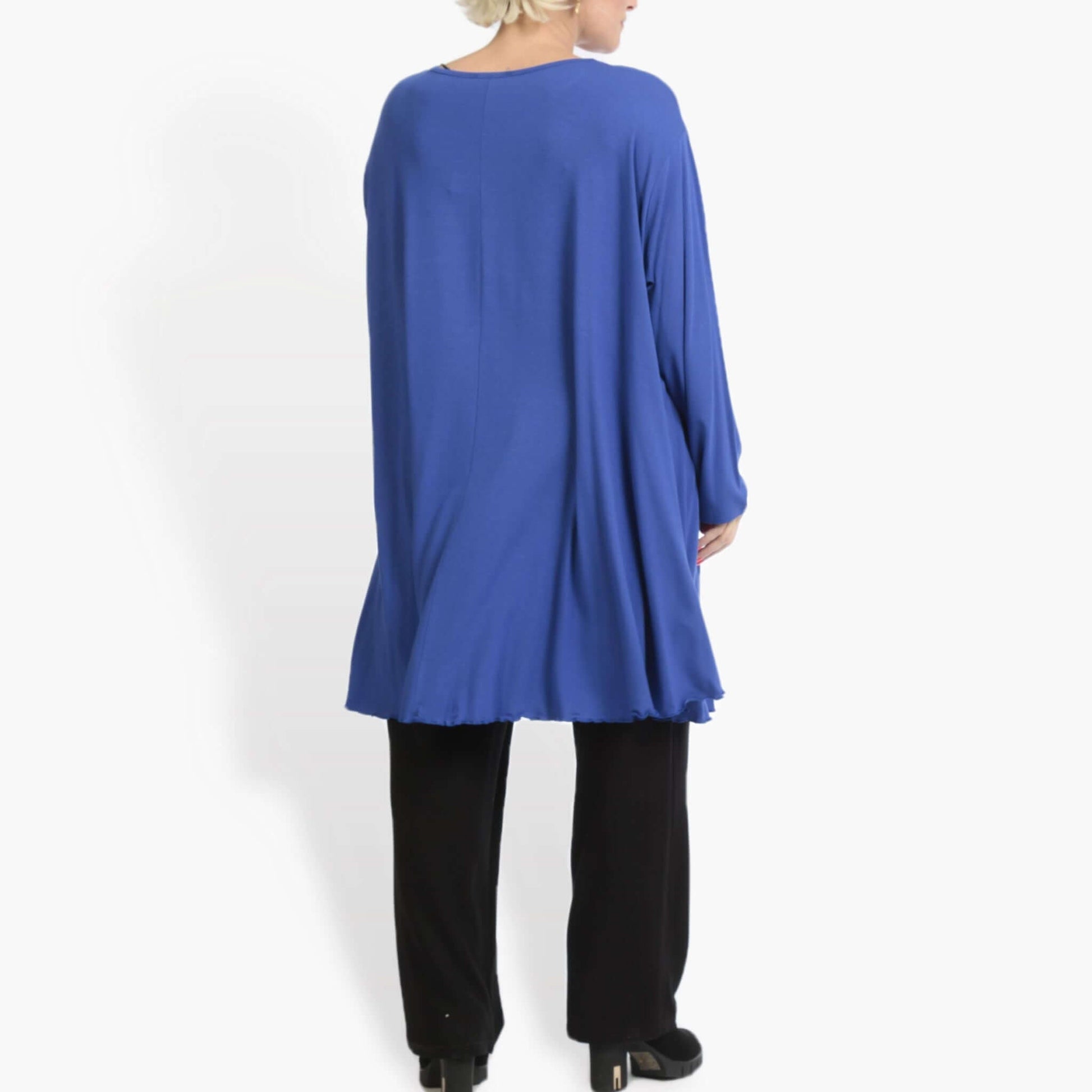  A-Form Shirt von AKH Fashion aus Viskose, 0886.06801, Royalblau, Unifarben, Ausgefallen