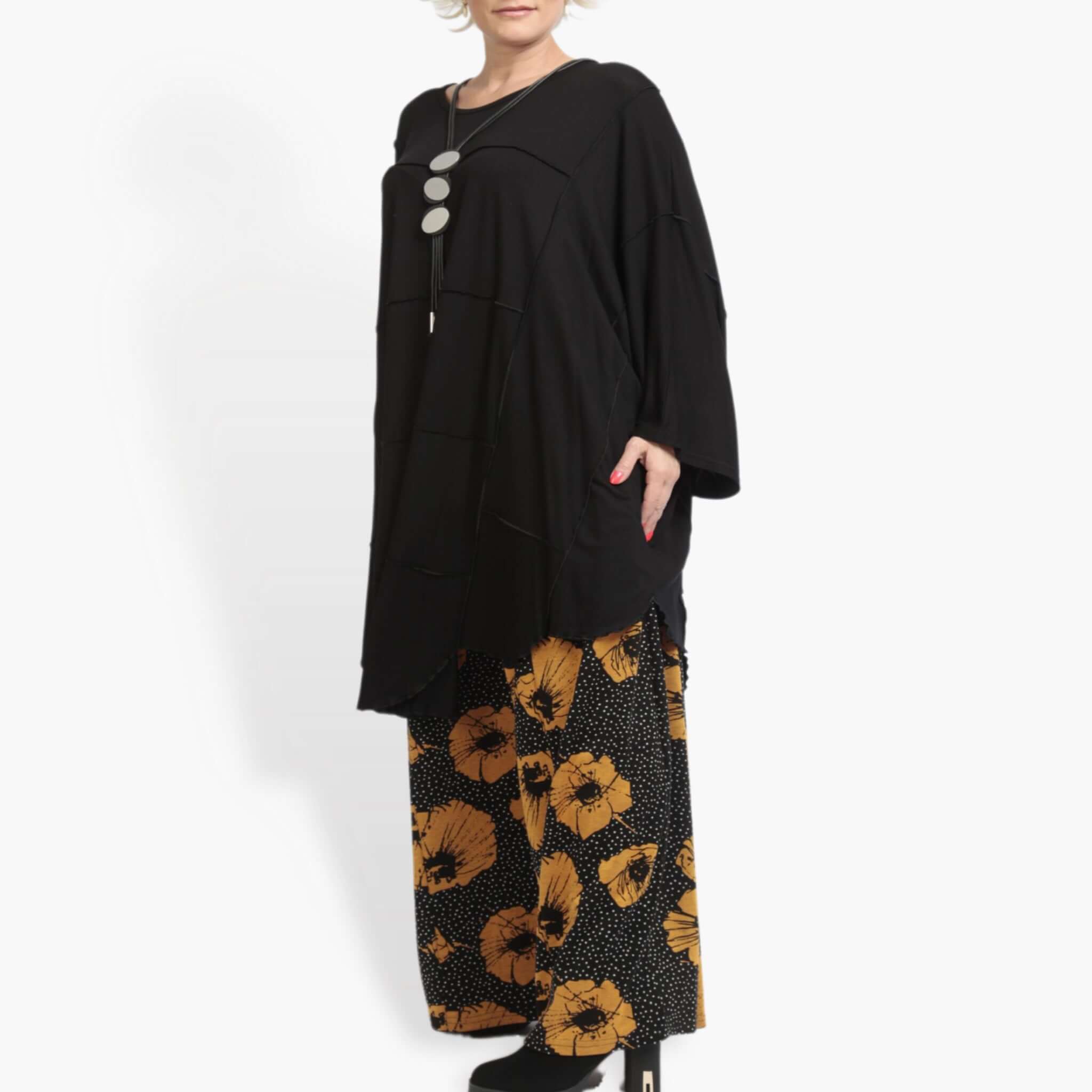  Bigshirt von AKH Fashion aus Viskose, 0895.06515, Schwarz, Schick, Modern, Bequem