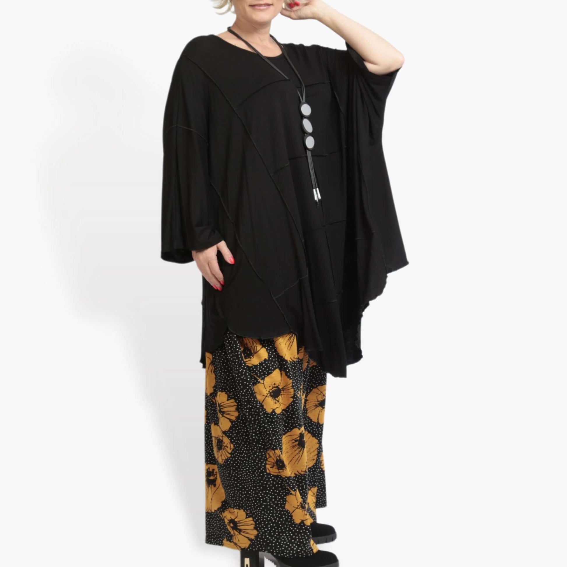  Bigshirt von AKH Fashion aus Viskose, 0895.06515, Schwarz, Schick, Modern, Bequem