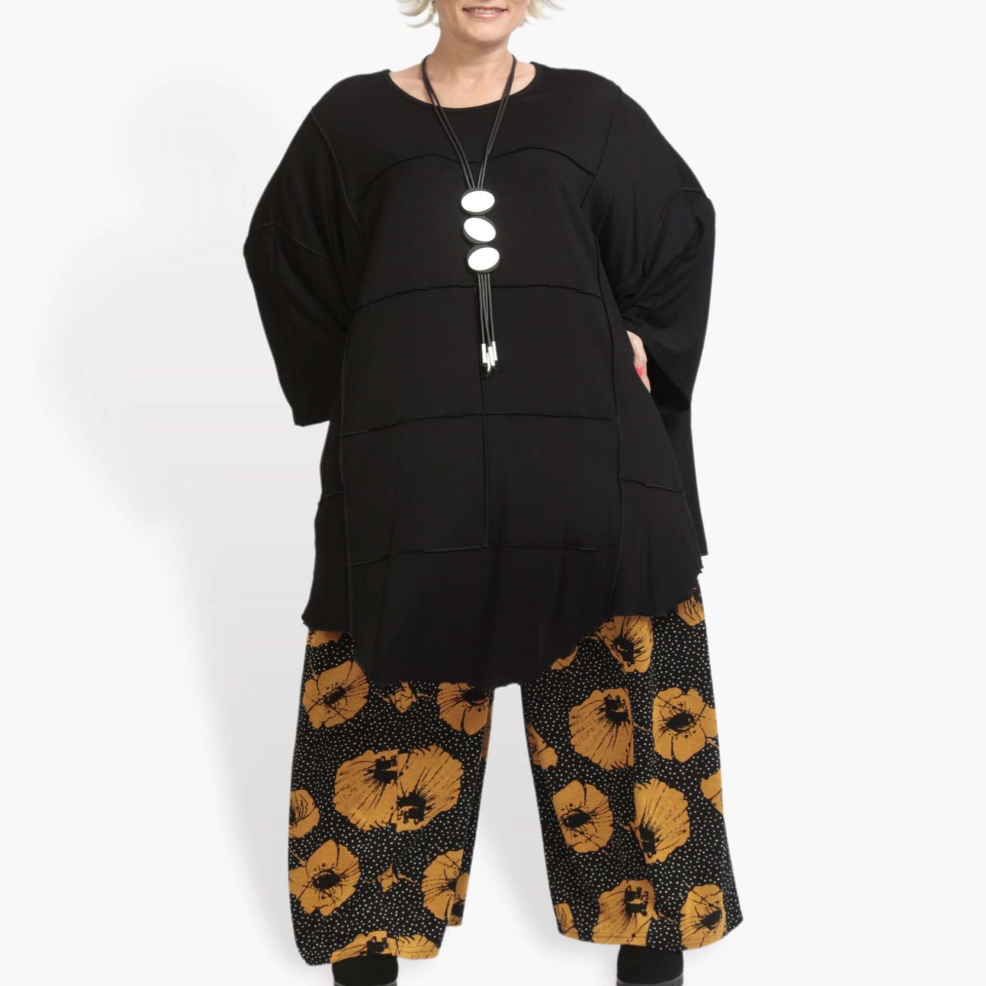 Bigshirt von AKH Fashion aus Viskose, 0895.06515, Schwarz, Schick, Modern, Bequem