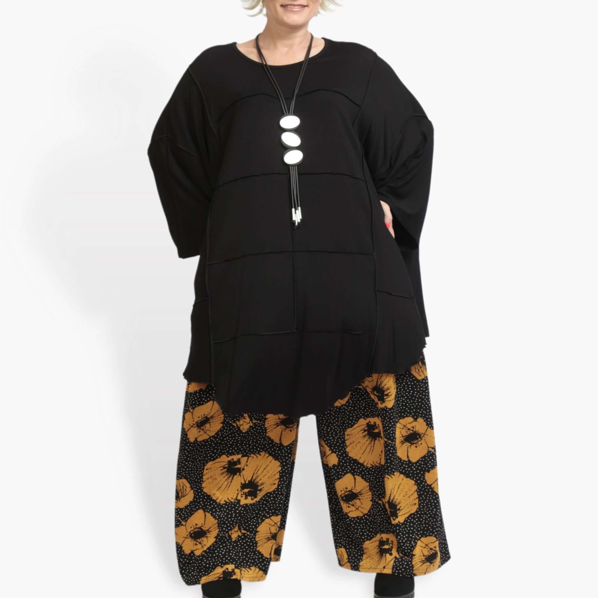  Bigshirt von AKH Fashion aus Viskose, 0895.06515, Schwarz, Schick, Modern, Bequem