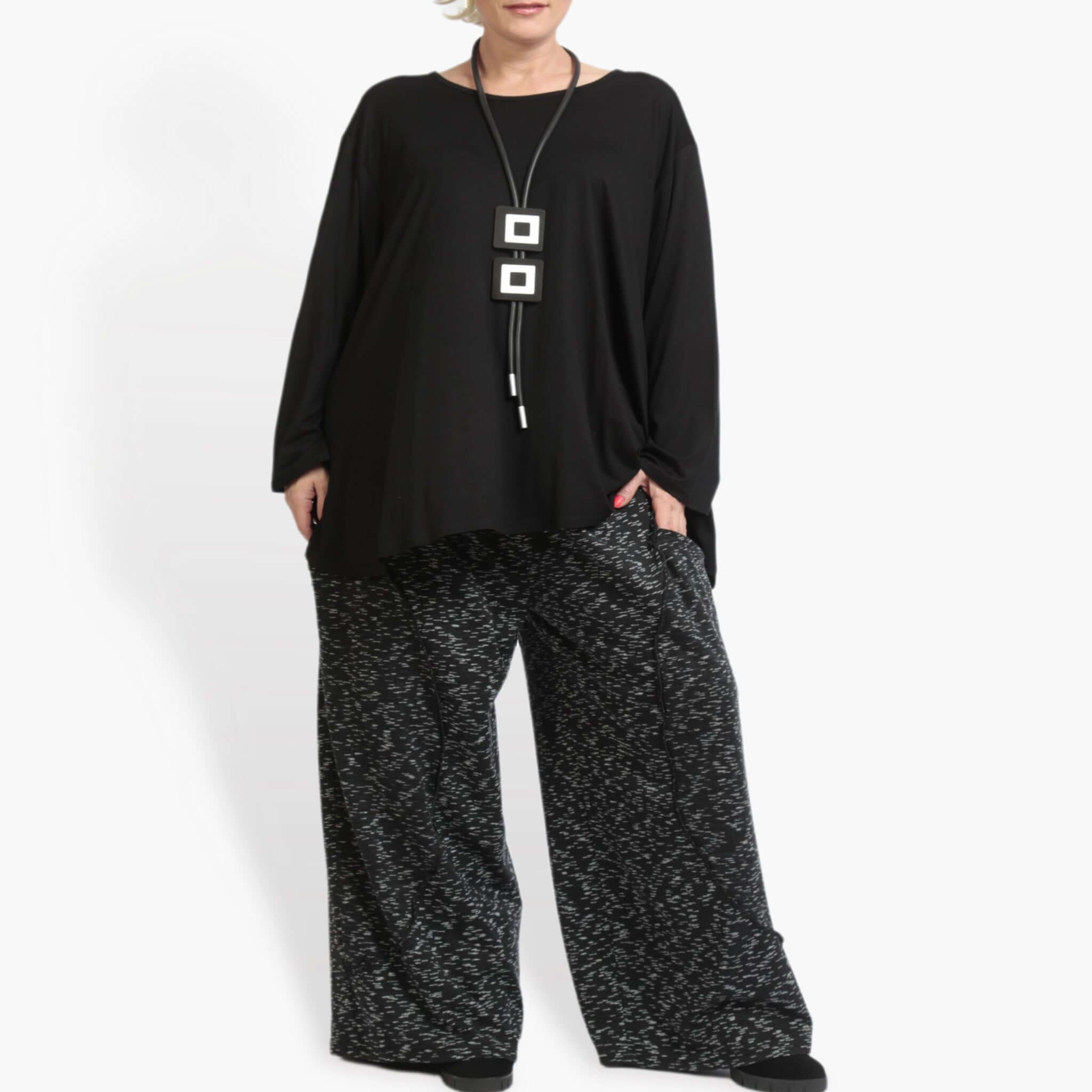  A-Form Hose von AKH Fashion aus Viskose, 0900.06748, Schwarz-Weiß, Meliert, Schick