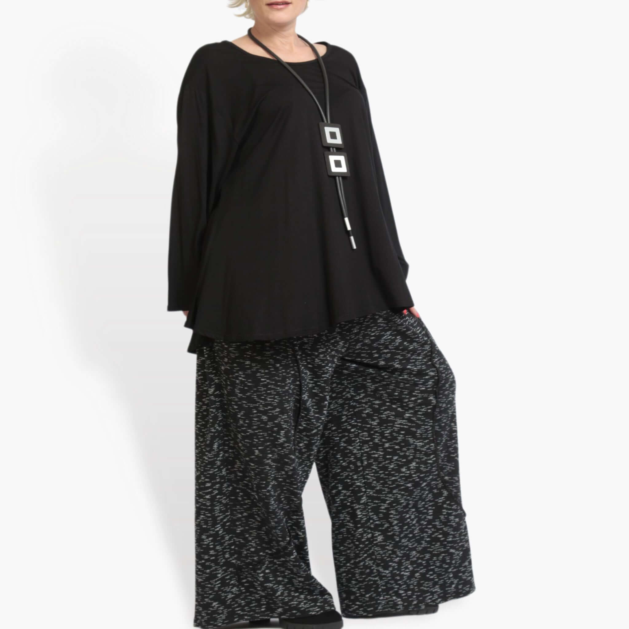  A-Form Hose von AKH Fashion aus Viskose, 0900.06748, Schwarz-Weiß, Meliert, Schick