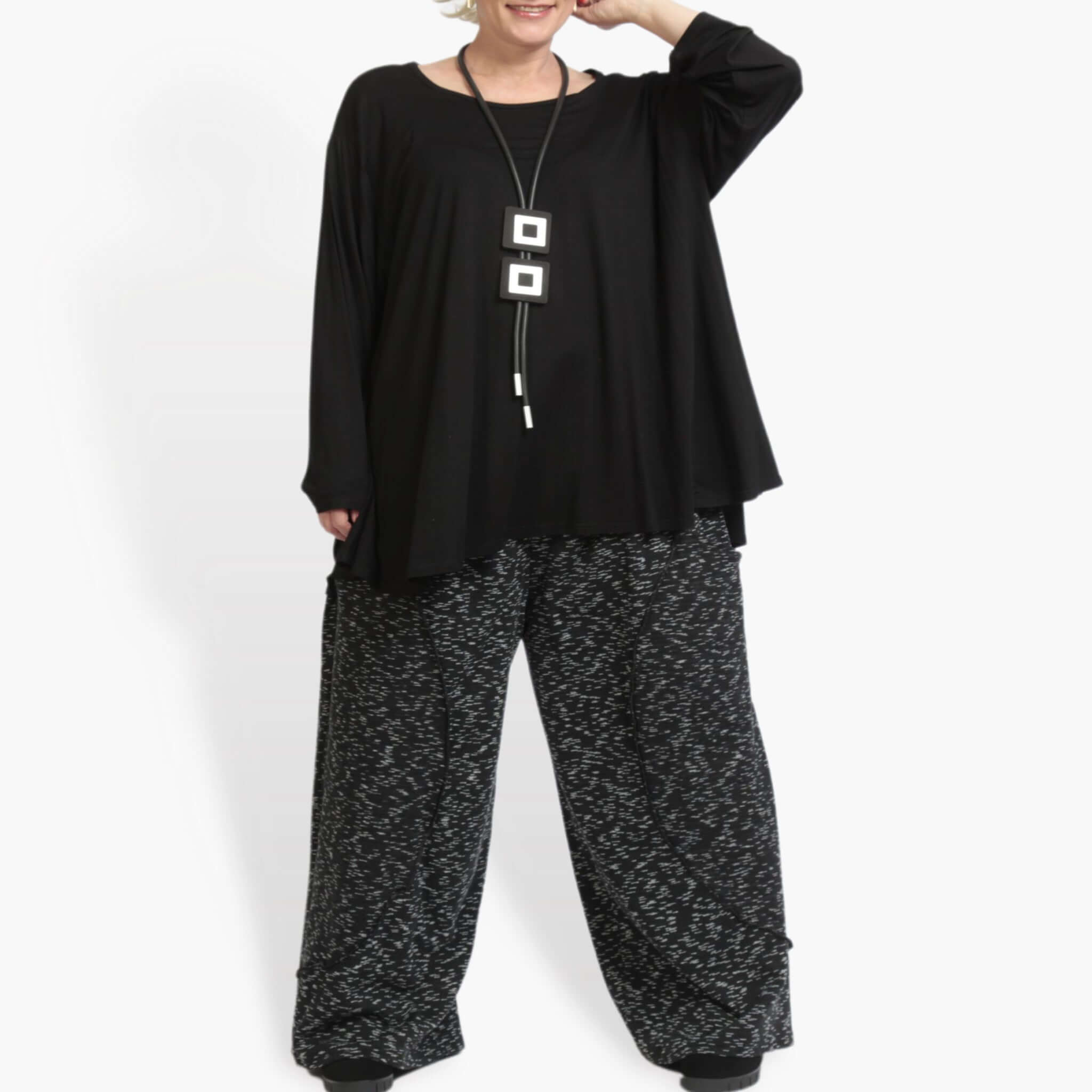  A-Form Hose von AKH Fashion aus Viskose, 0900.06748, Schwarz-Weiß, Meliert, Schick