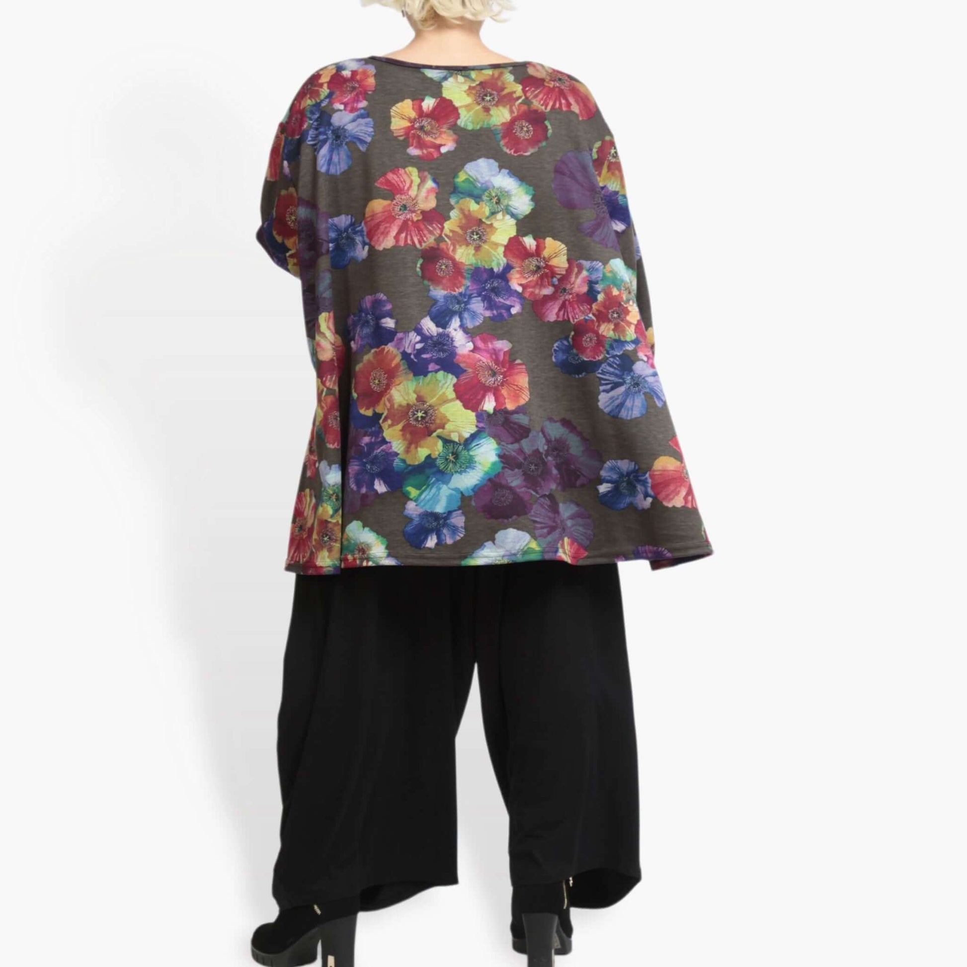  A-Form Bigshirt von AKH Fashion aus Viskose, 0905.00593, Multicolor, Blumen, Schick, Modern