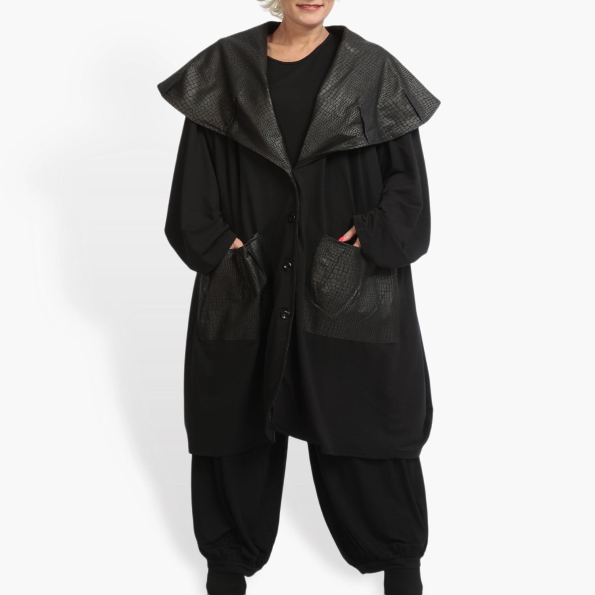  Ballonjacke von AKH Fashion aus Viskose, 0928.06749, Schwarz, Reptil, Ausgefallen, Modern