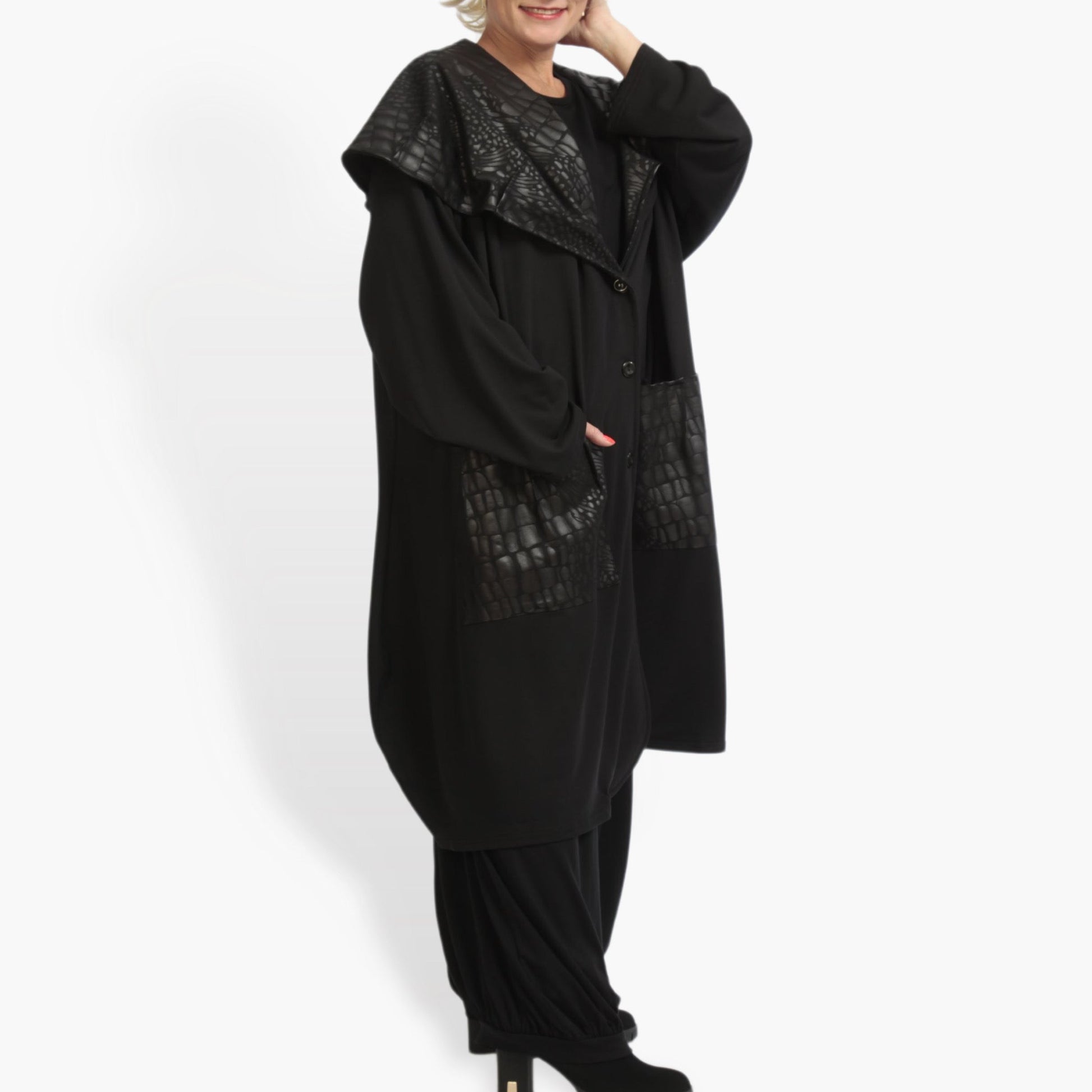  Ballonjacke von AKH Fashion aus Viskose, 0928.06749, Schwarz, Reptil, Ausgefallen, Modern