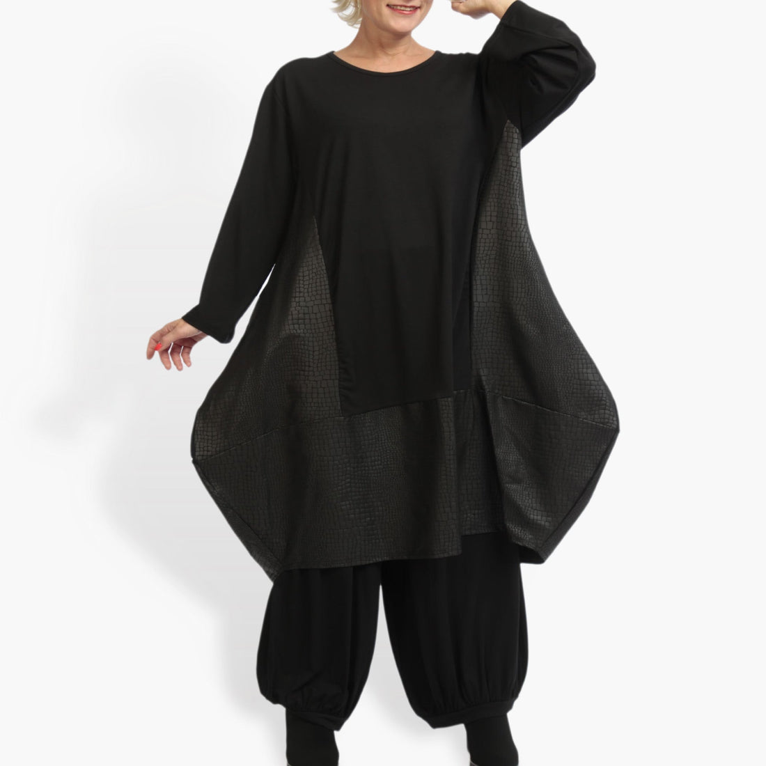 Ballonkleid von AKH Fashion aus Viskose, 0928.06812, Schwarz, Reptil, Schick, Modern