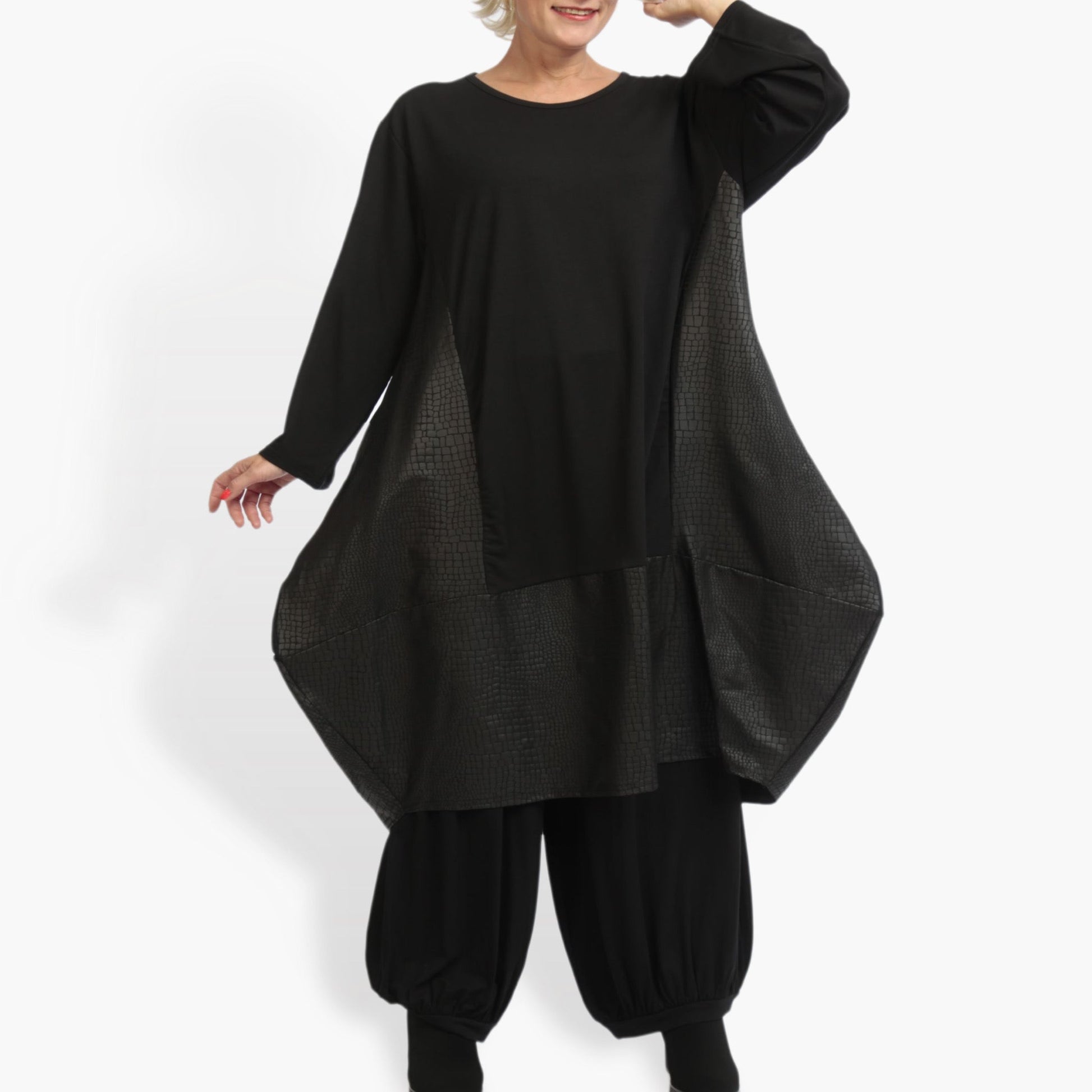  Ballonkleid von AKH Fashion aus Viskose, 0928.06812, Schwarz, Reptil, Schick, Modern