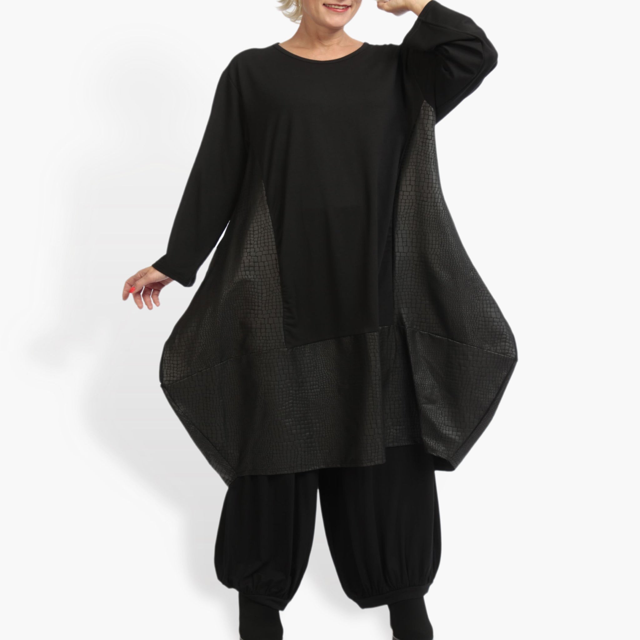  Ballonkleid von AKH Fashion aus Viskose, 0928.06812, Schwarz, Reptil, Schick, Modern