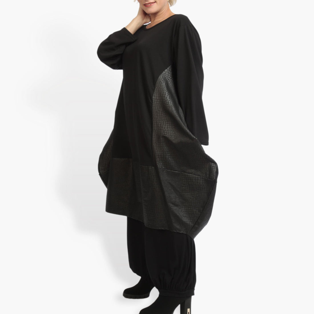  Ballonkleid von AKH Fashion aus Viskose, 0928.06812, Schwarz, Reptil, Schick, Modern